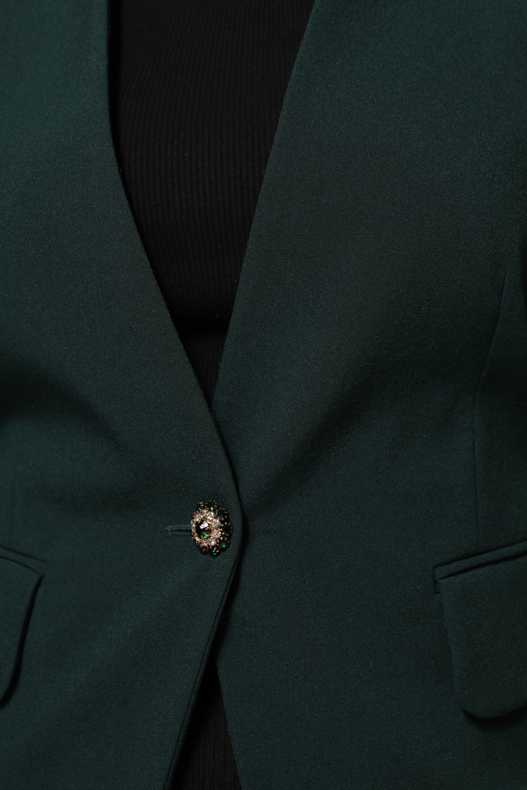 Green Single Breasted One Button Coat Jacket - ventzia