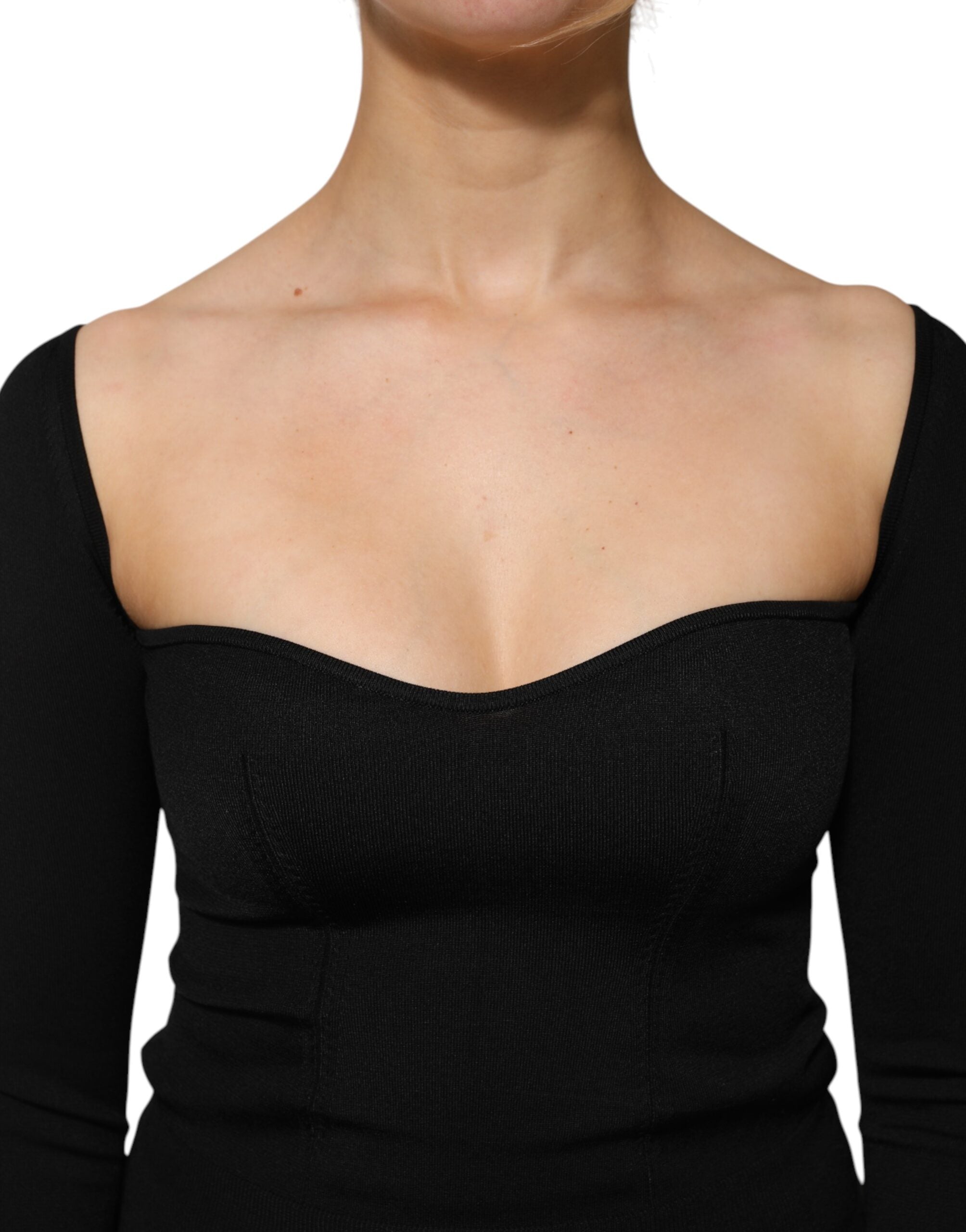 Black Viscose Long Sleeve Pullover Blouse Top - ventzia