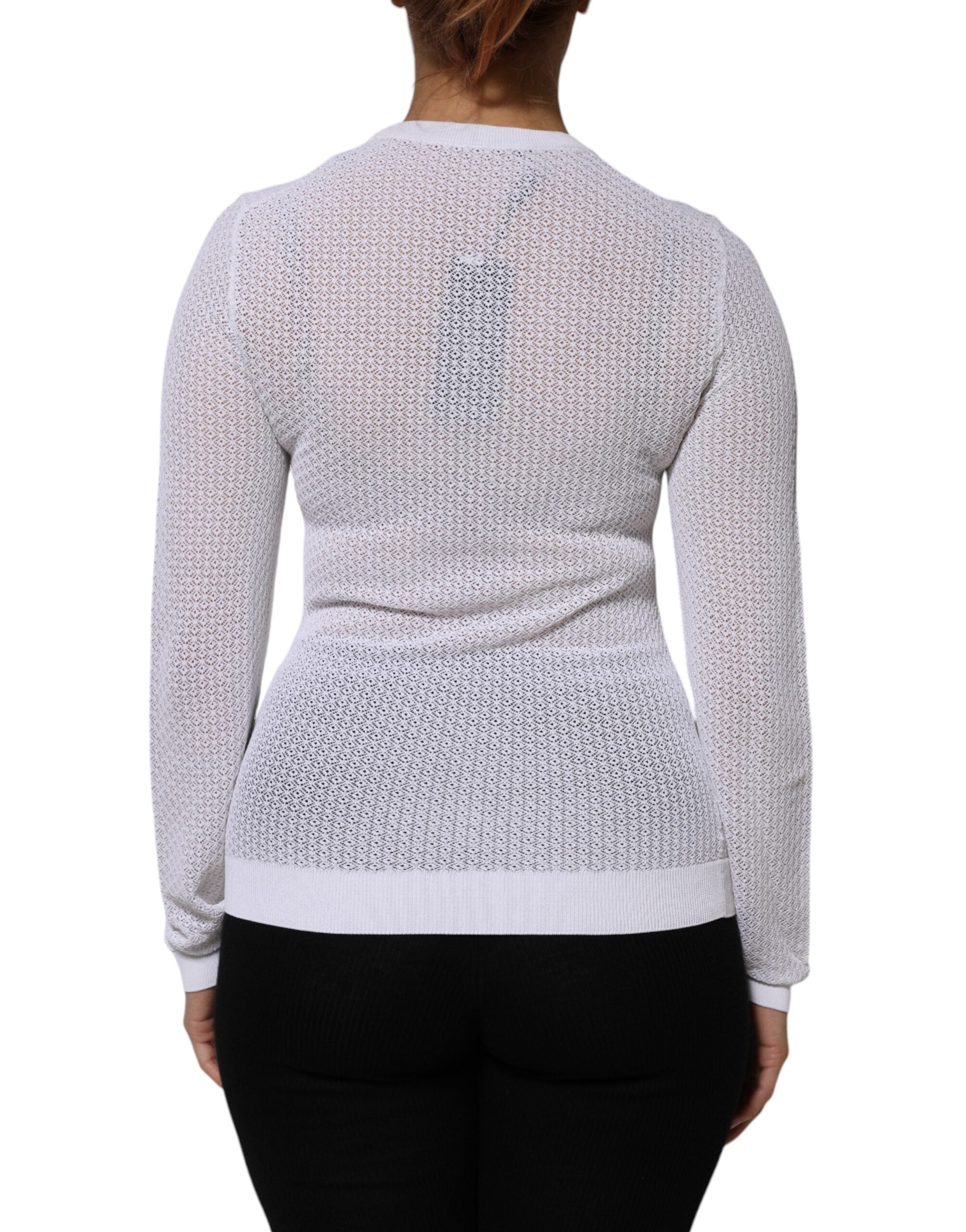 White Round Neck Long Sleeves Pullover Top - ventzia