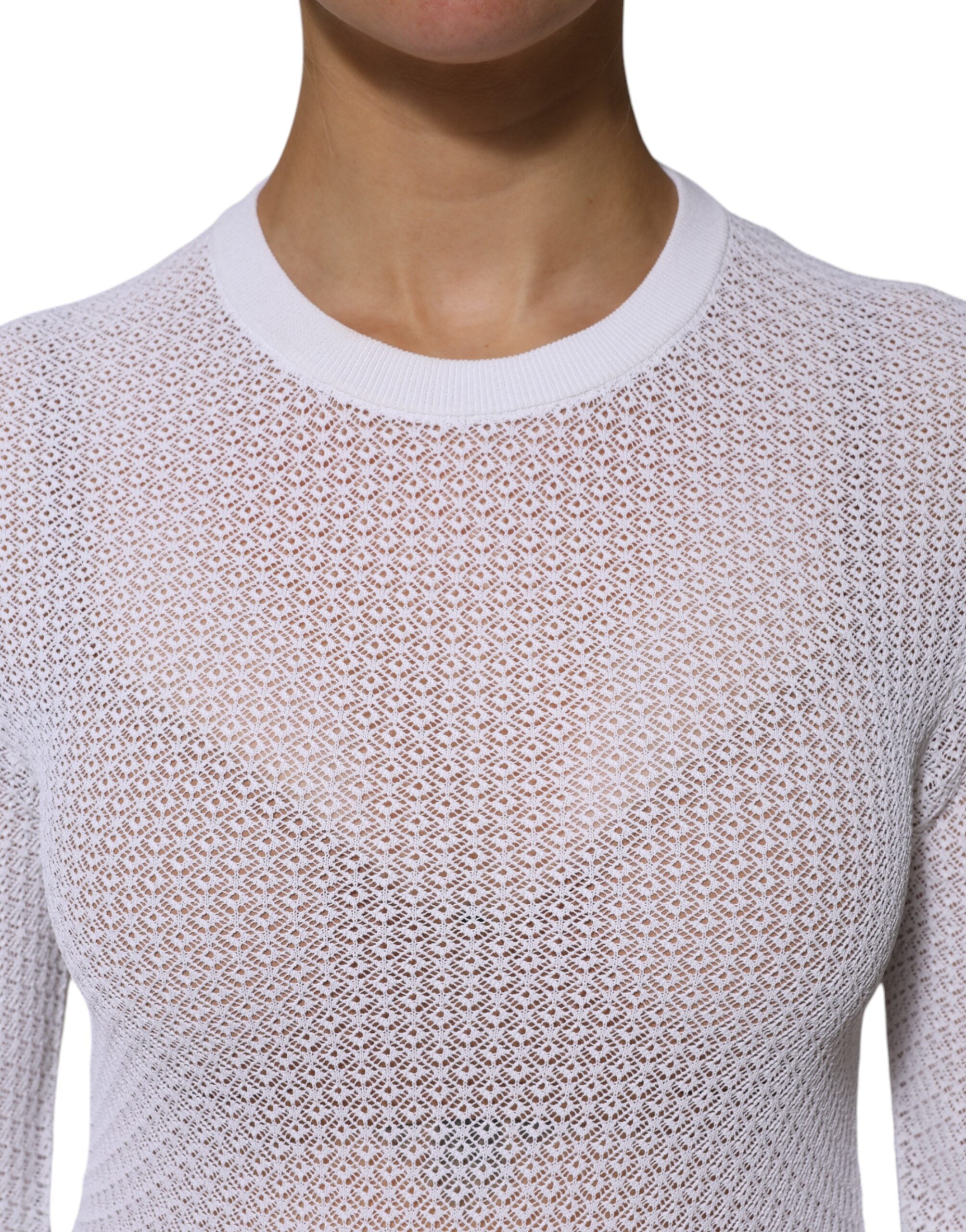 White Round Neck Long Sleeves Pullover Top - ventzia
