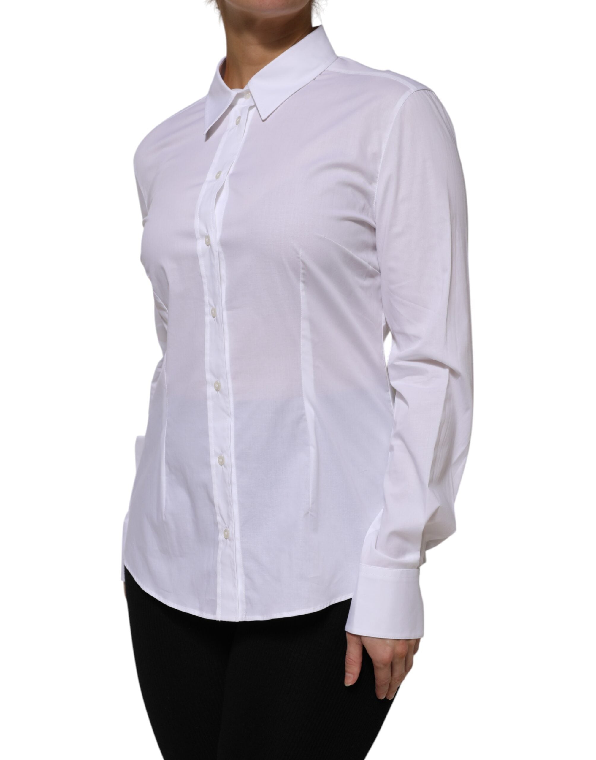 White Cotton Collared Long Sleeves Shirt Top - ventzia