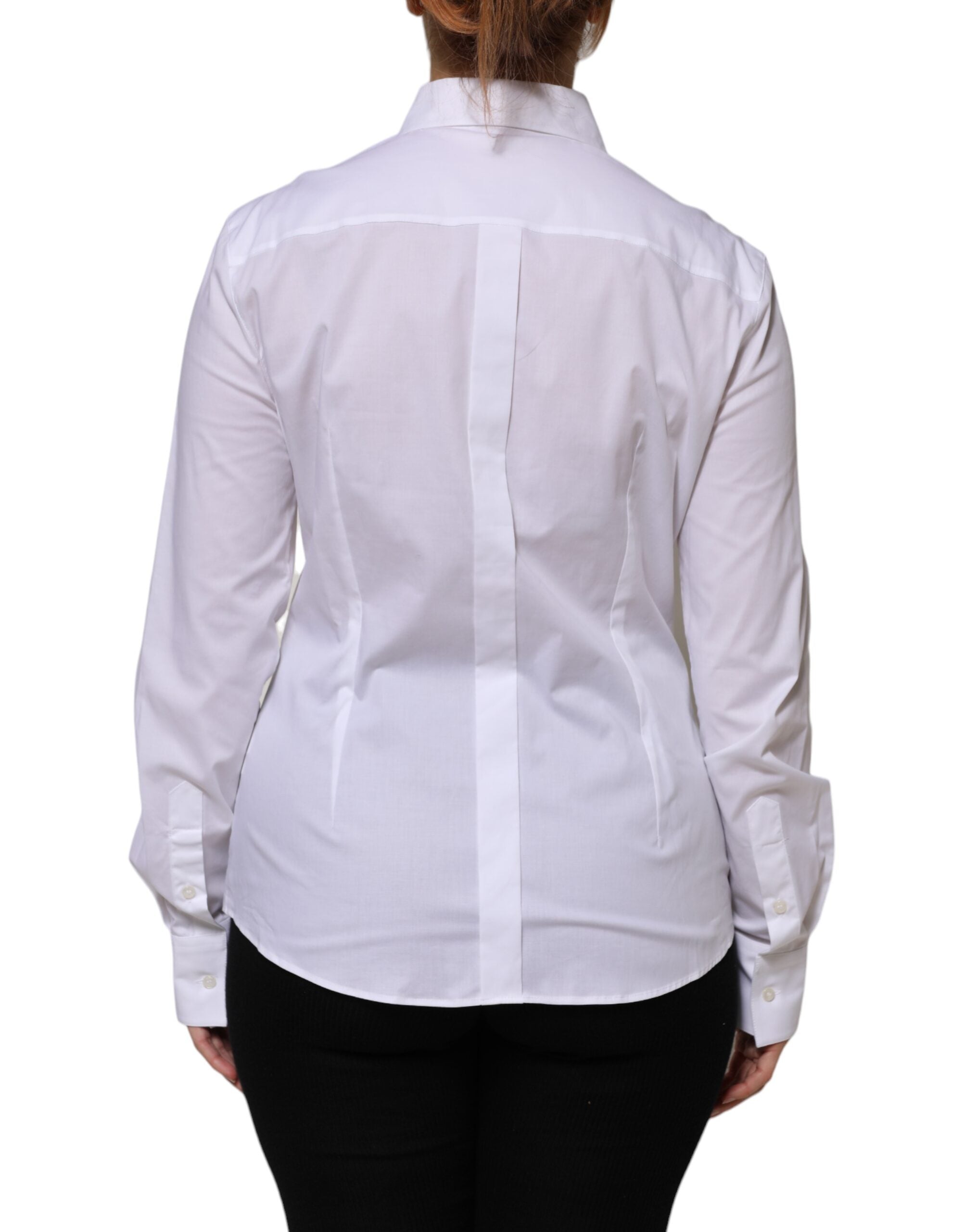 White Cotton Collared Long Sleeves Shirt Top - ventzia
