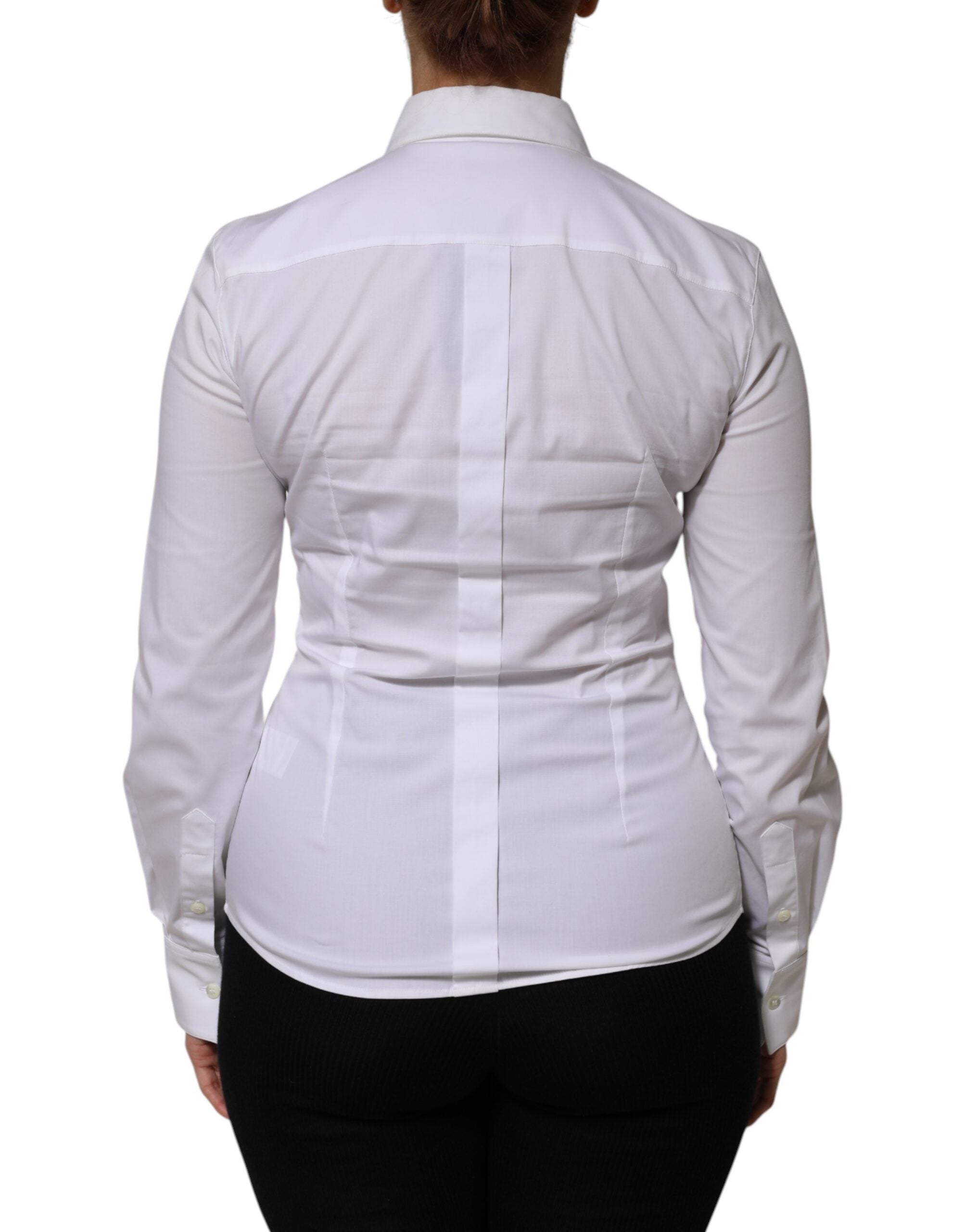 White Cotton Collared Long Sleeves Shirt Top - ventzia