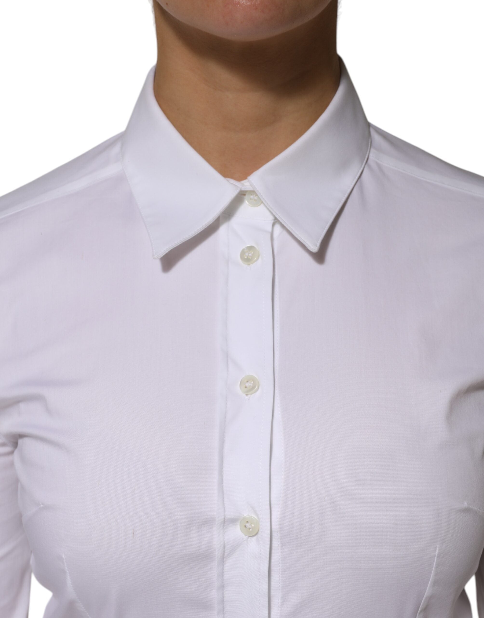 White Cotton Collared Long Sleeves Shirt Top - ventzia