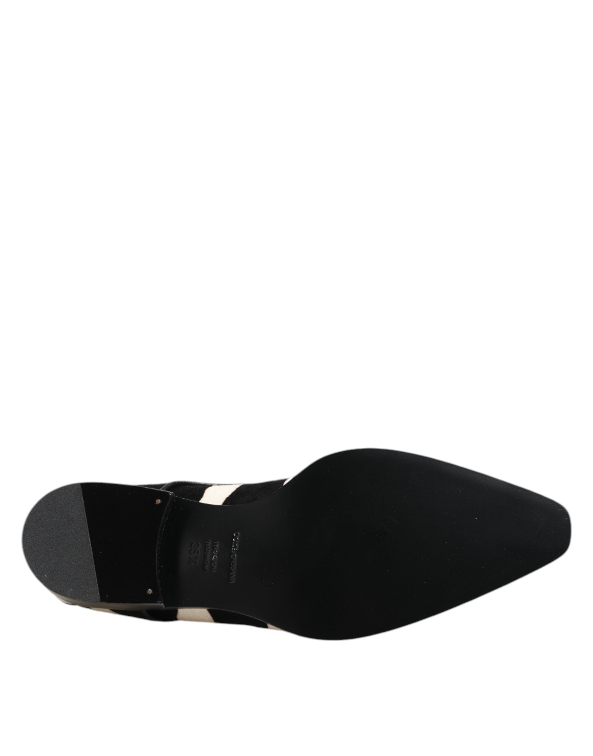 Black White Zebra Pony Fur Dress Shoes - ventzia