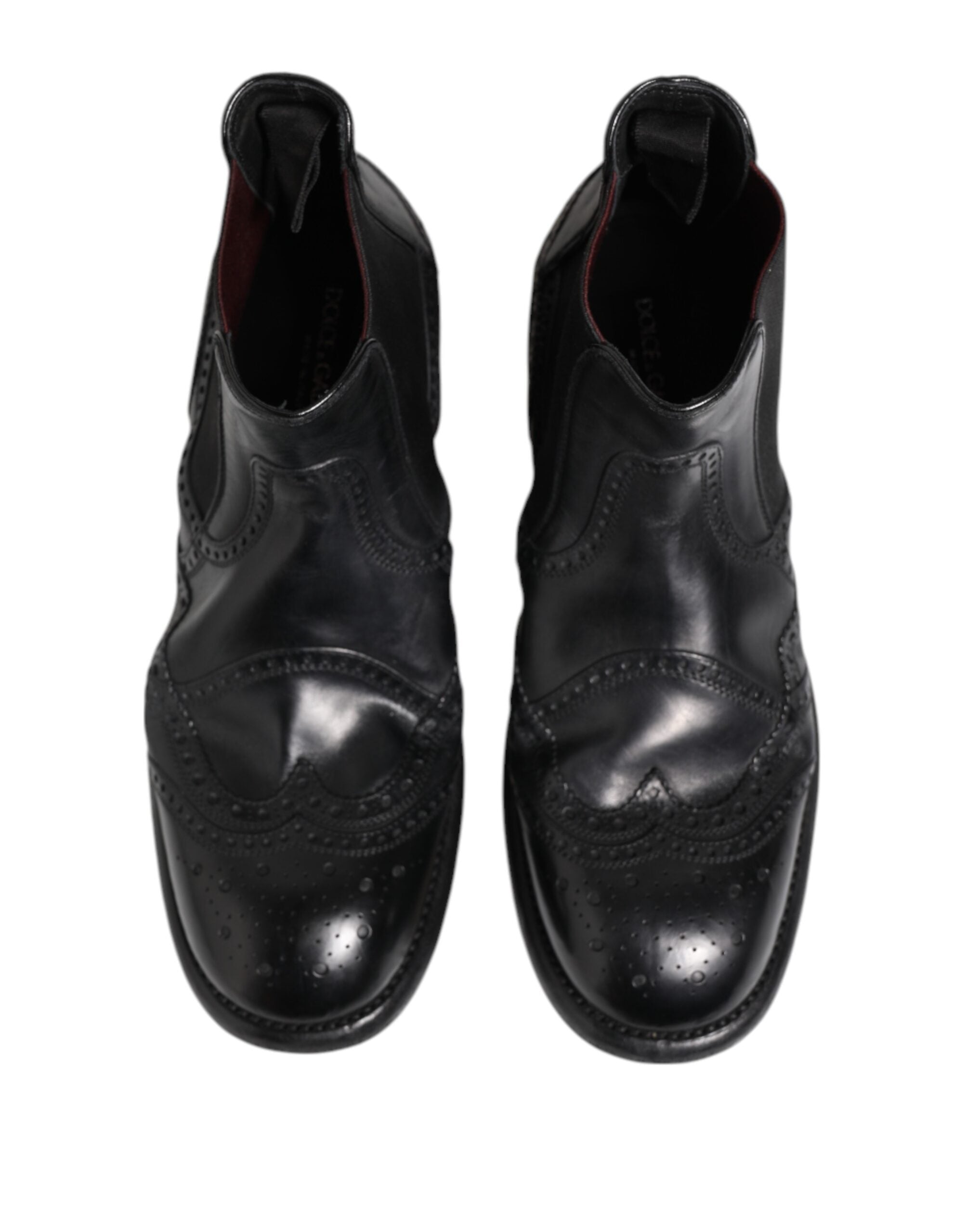 Black Leather Ankle Boots Slip On Shoes - ventzia