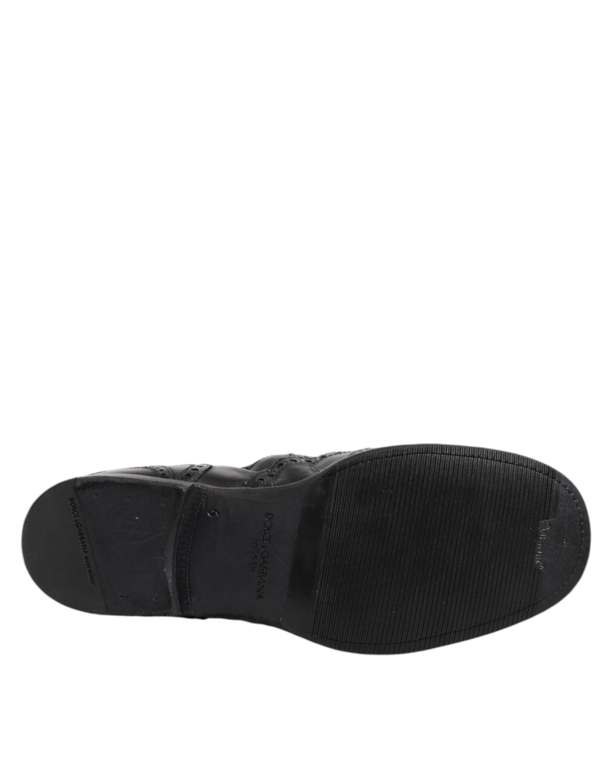 Black Leather Ankle Boots Slip On Shoes - ventzia