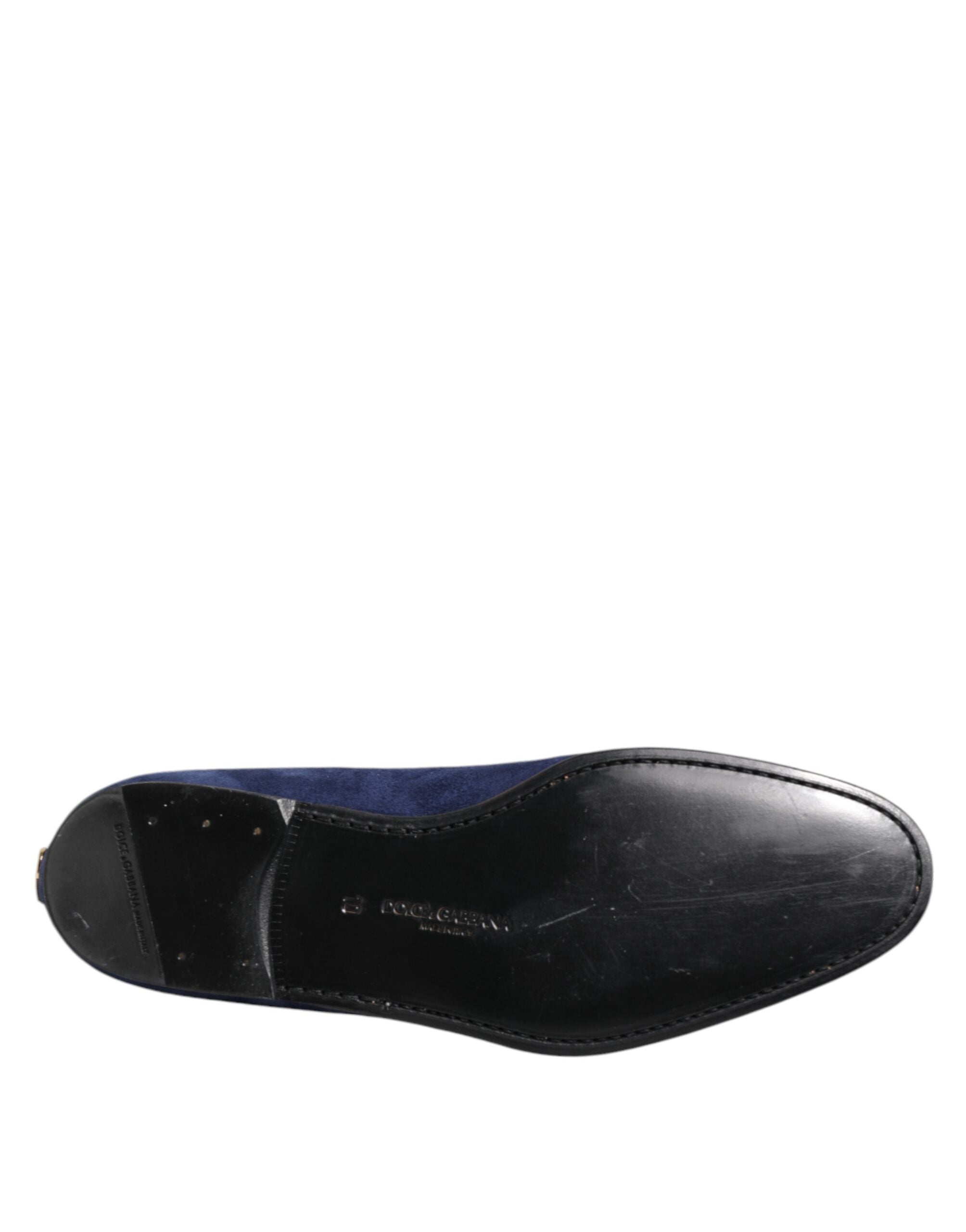 Blue Velvet DG Logo Loafers Formal Shoes - ventzia