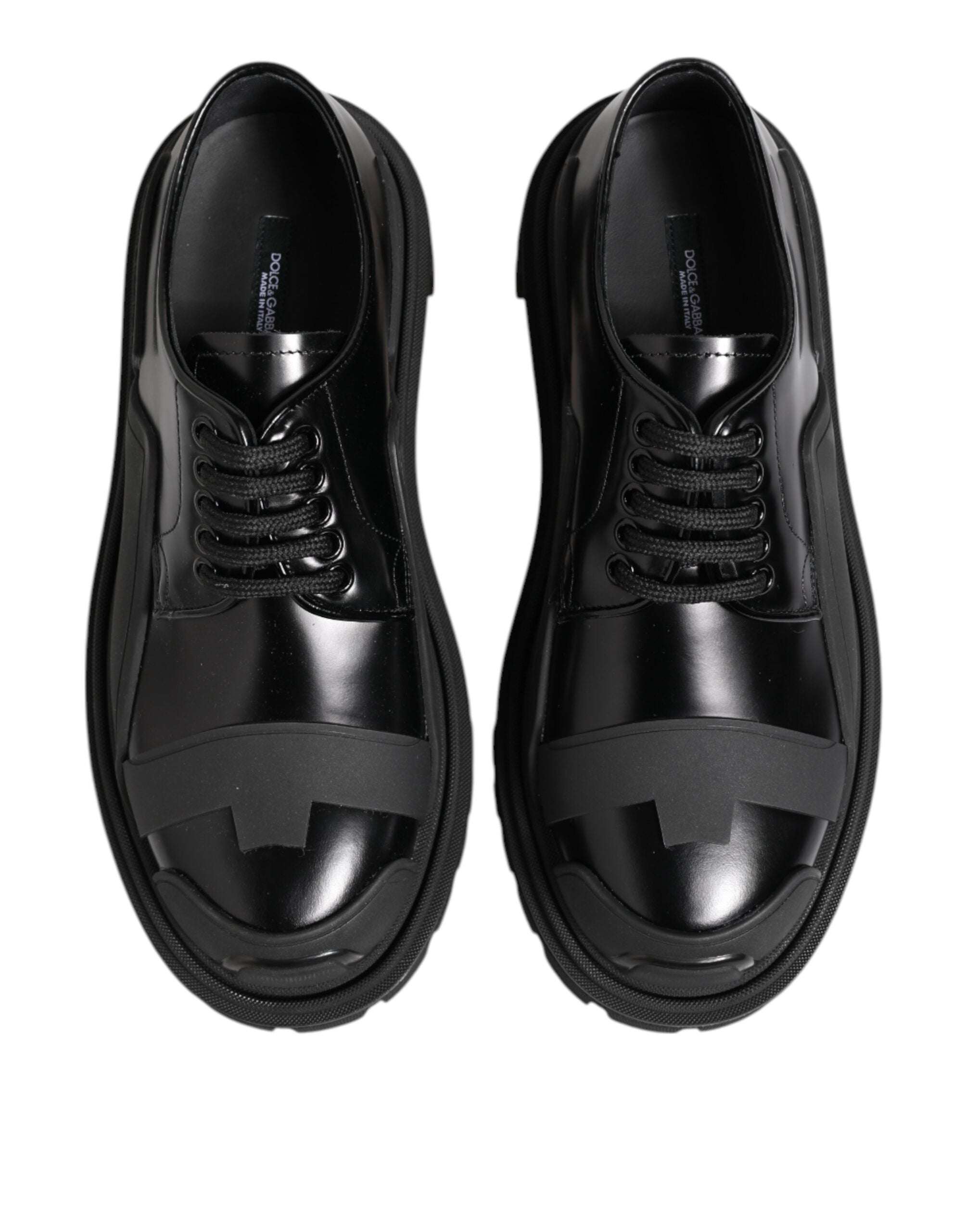 Black Patent Leather Trekking Derby Shoes - ventzia