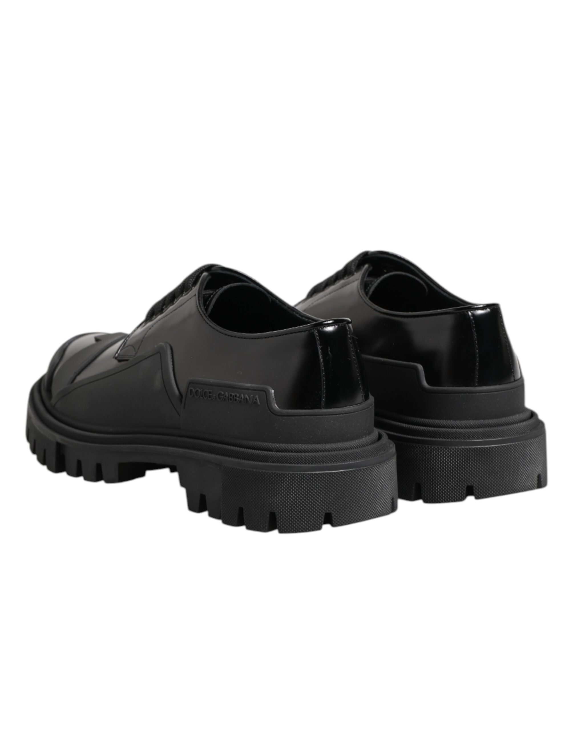 Black Patent Leather Trekking Derby Shoes - ventzia