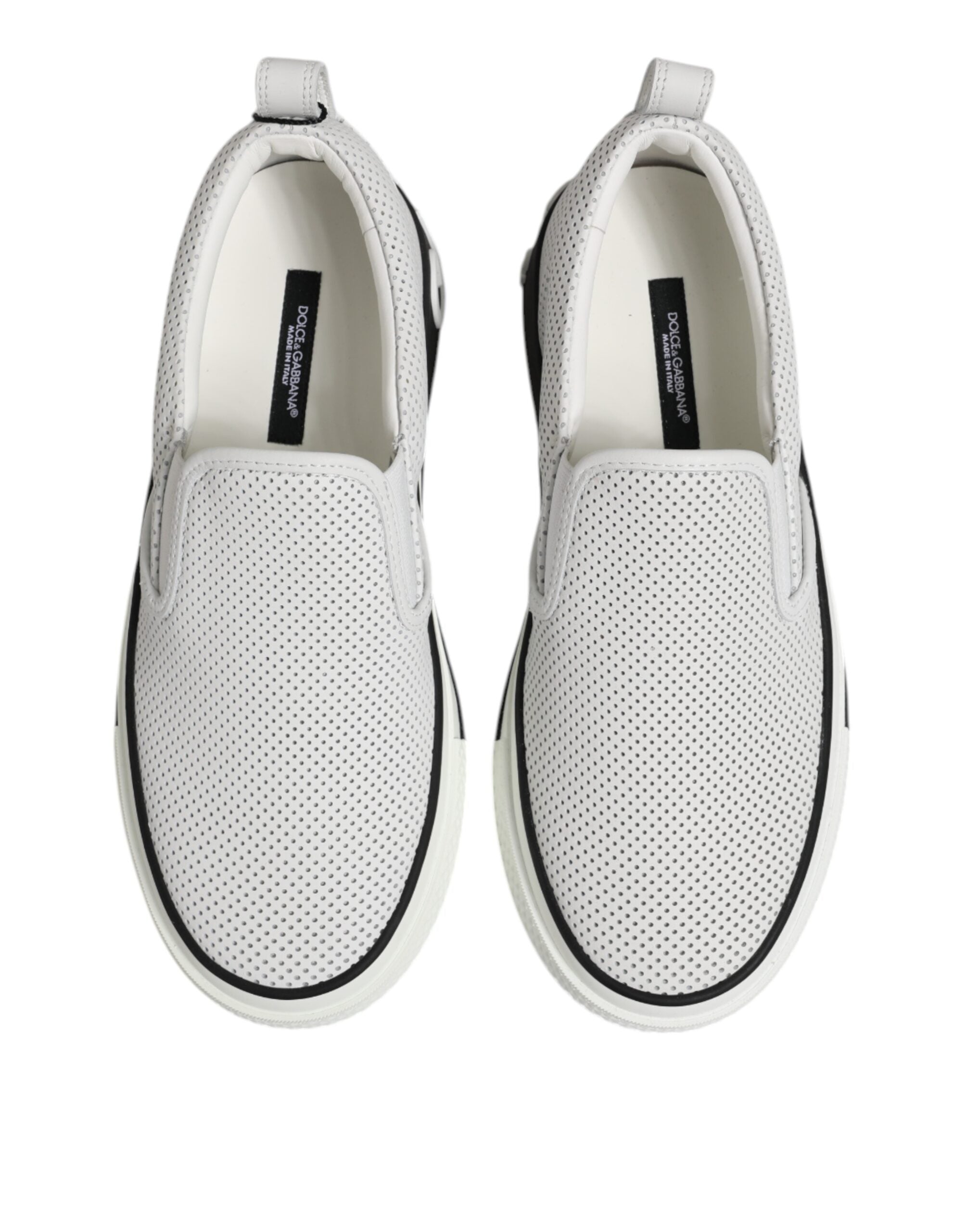 White Dotted Leather Slip On Men Sneakers Shoes - ventzia