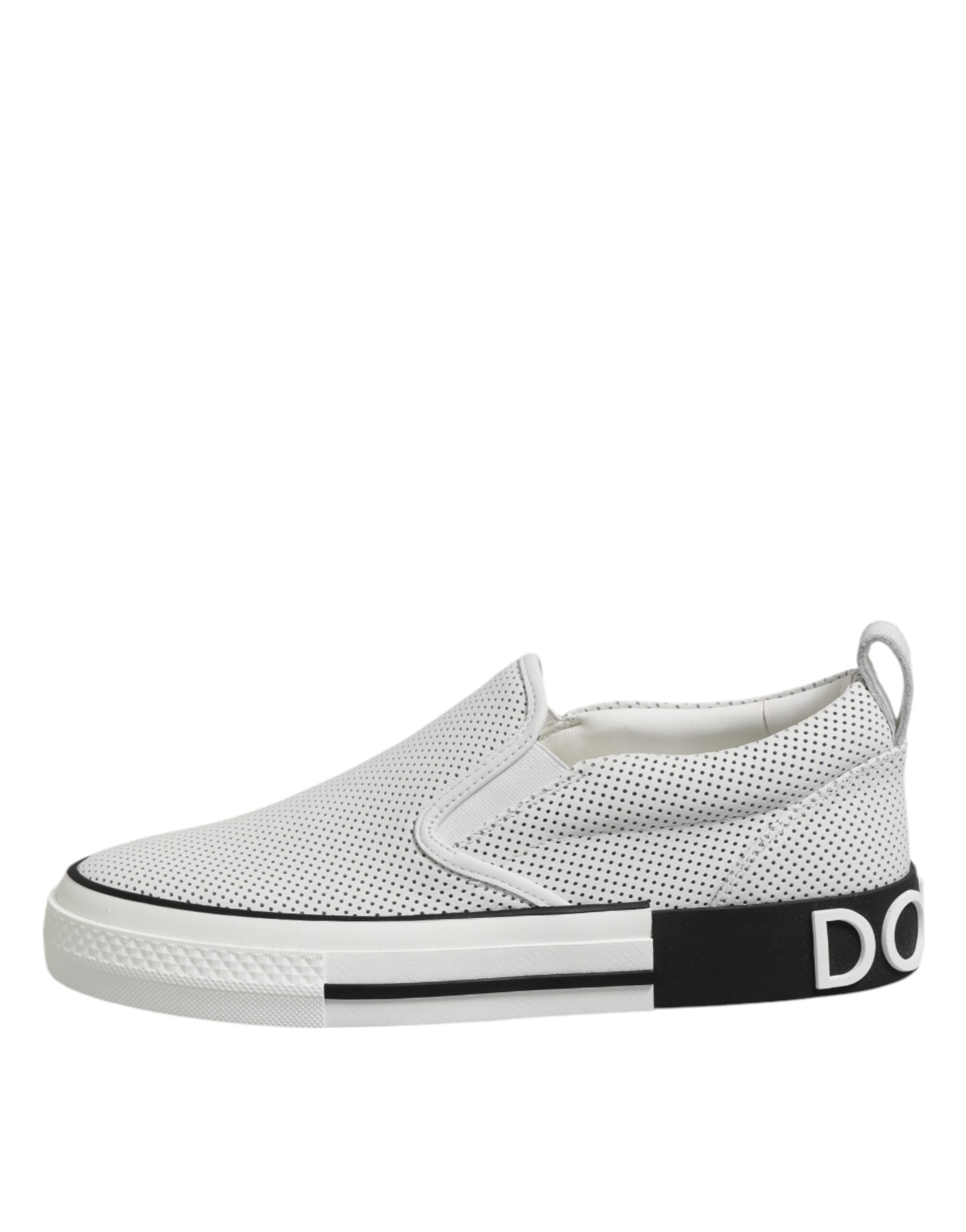 White Dotted Leather Slip On Men Sneakers Shoes - ventzia