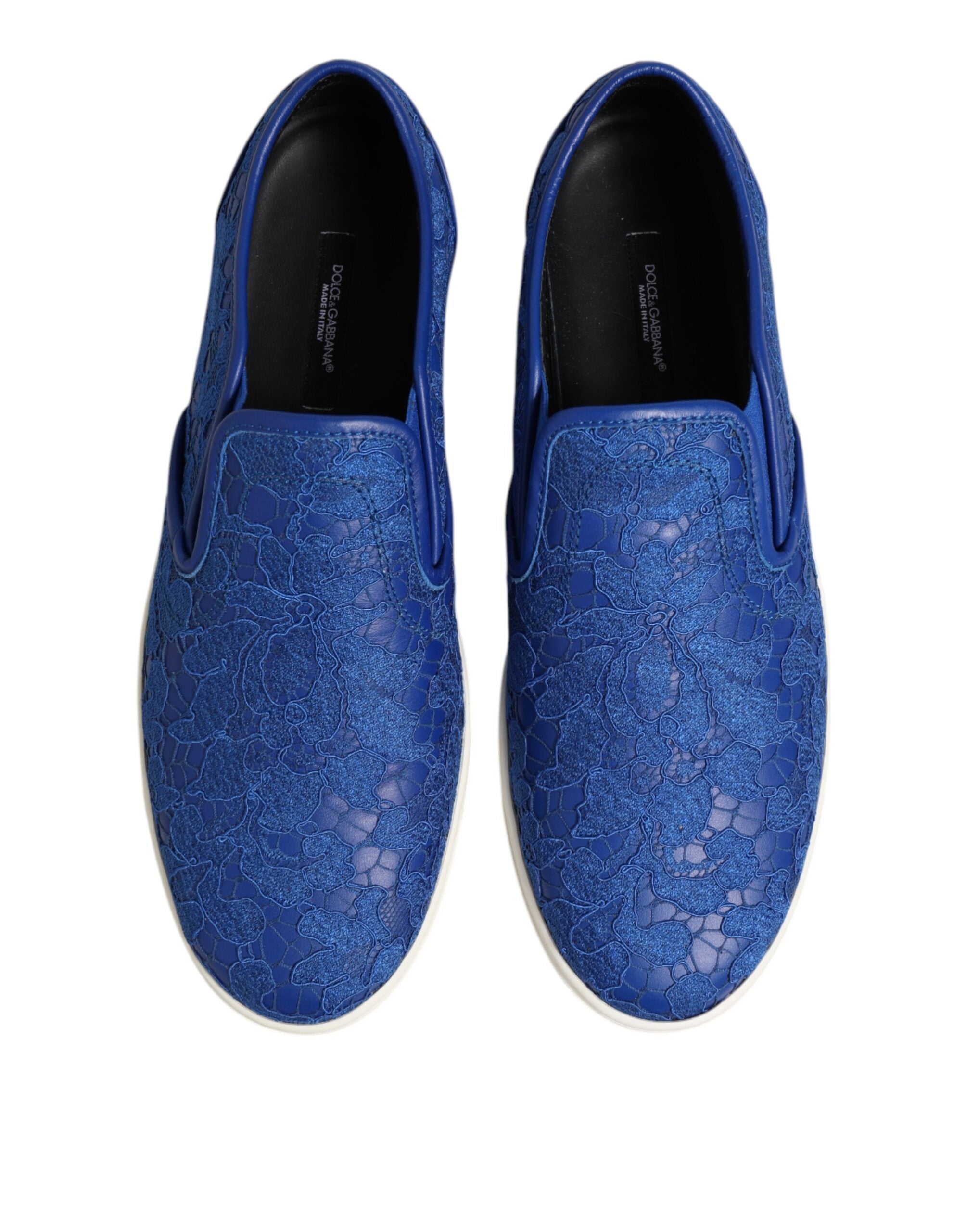 Blue Leather Lace Slip On Sneaker Shoes - ventzia