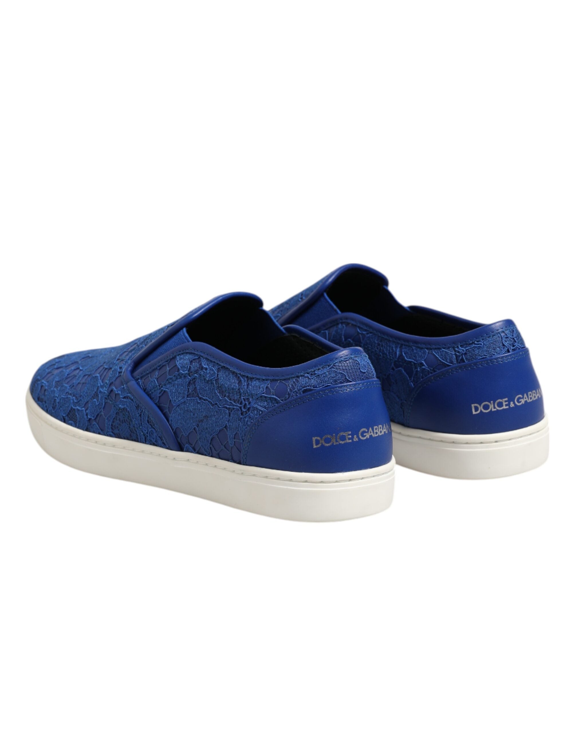 Blue Leather Lace Slip On Sneaker Shoes - ventzia