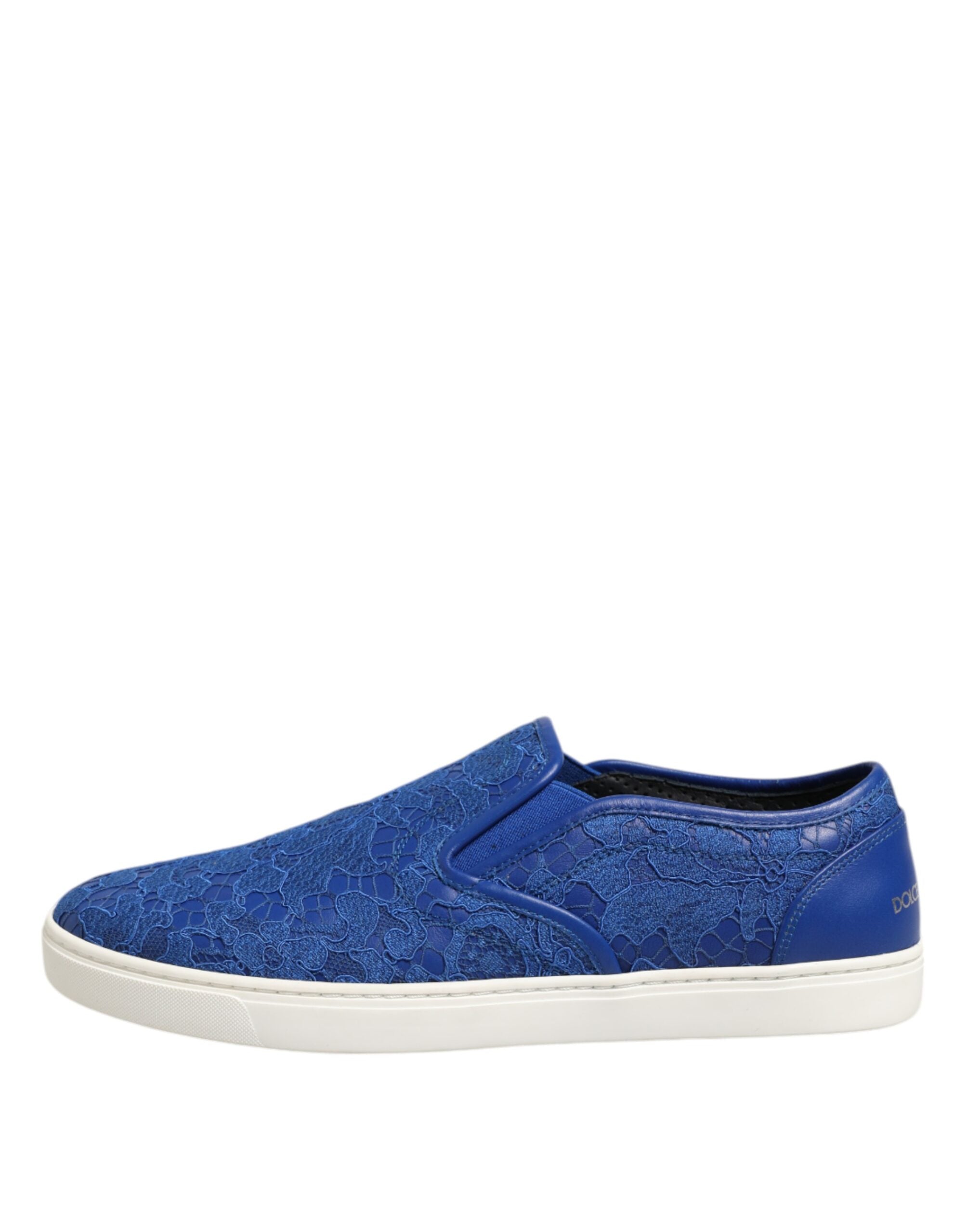 Blue Leather Lace Slip On Sneaker Shoes - ventzia