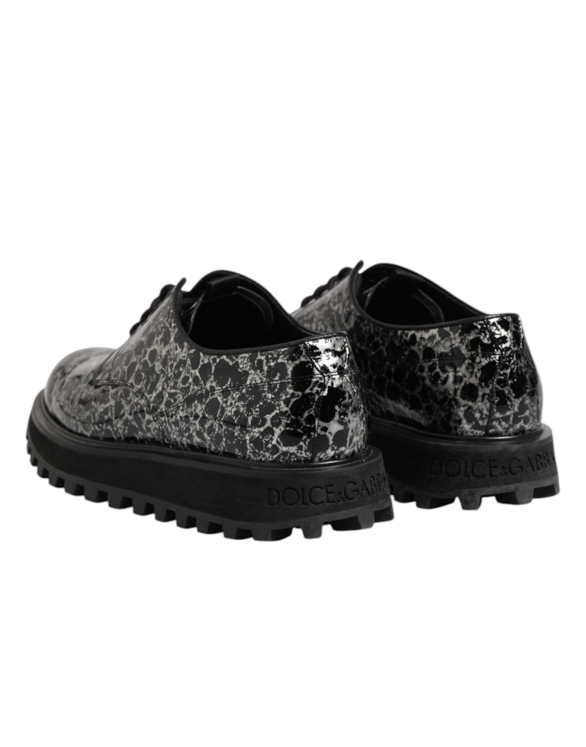 Black White Calfskin Chunky Derby Shoes - ventzia