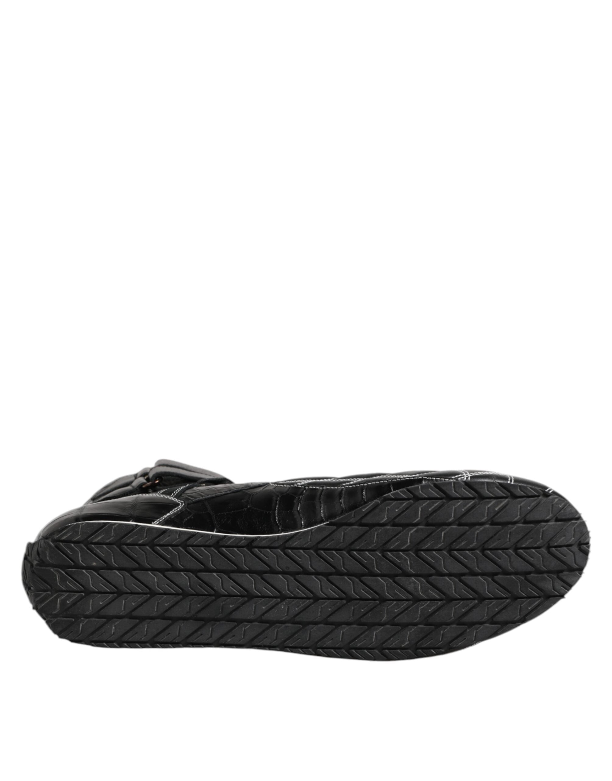 Black Quilted Leather Lace Up Sneakers Shoes - ventzia