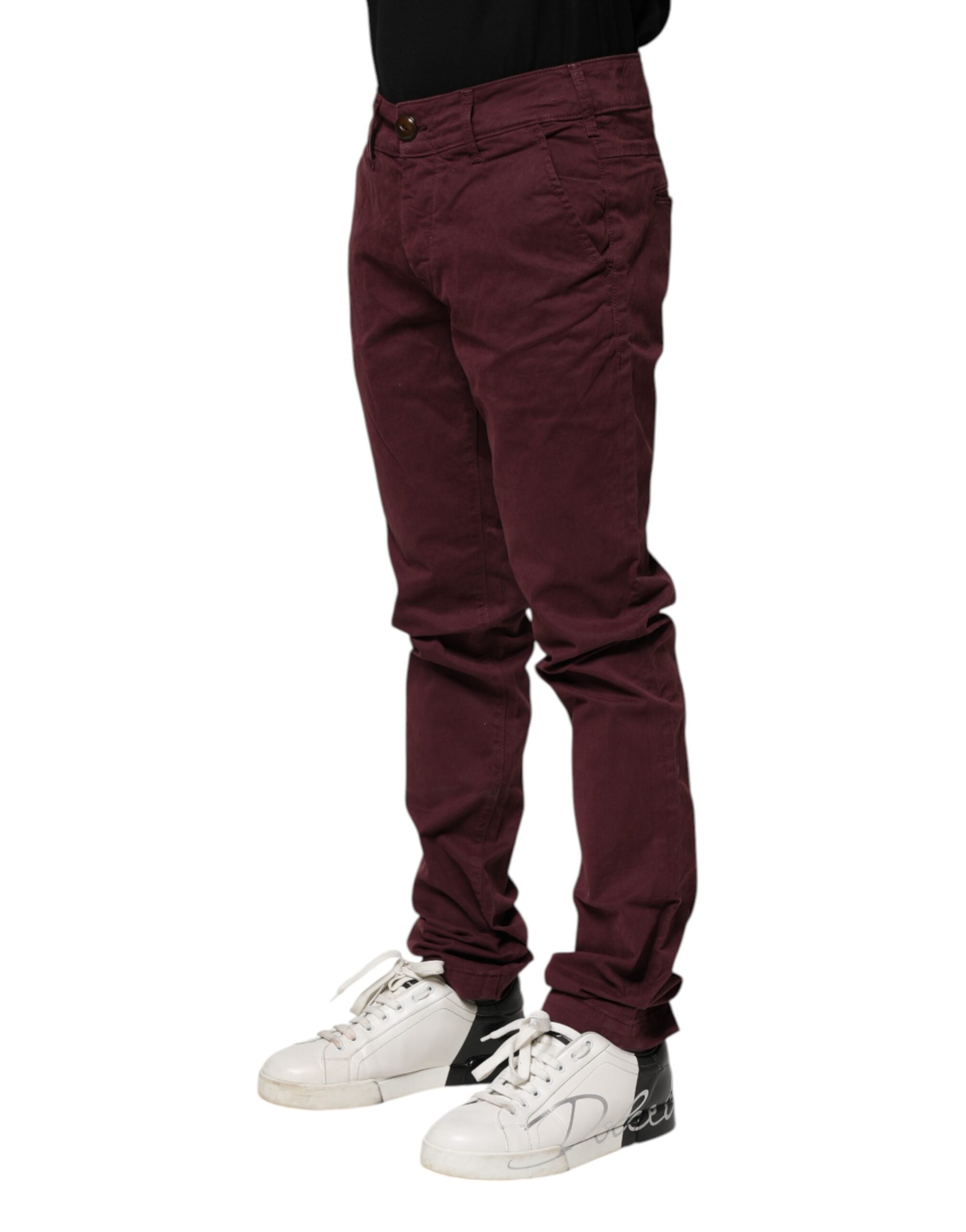 Maroon Cotton Stretch Skinny Fit Men Denim Jeans - ventzia