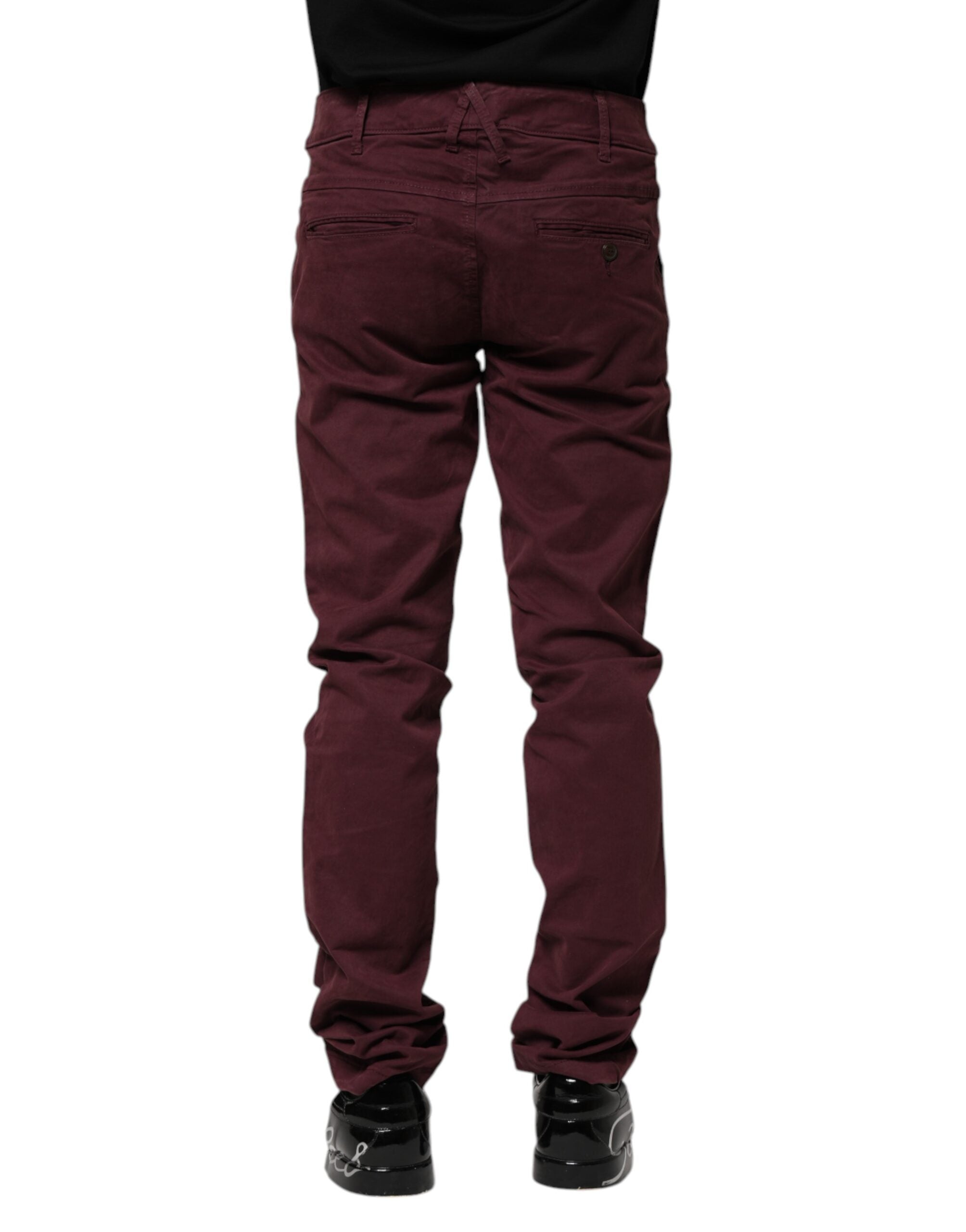 Maroon Cotton Stretch Skinny Fit Men Denim Jeans - ventzia