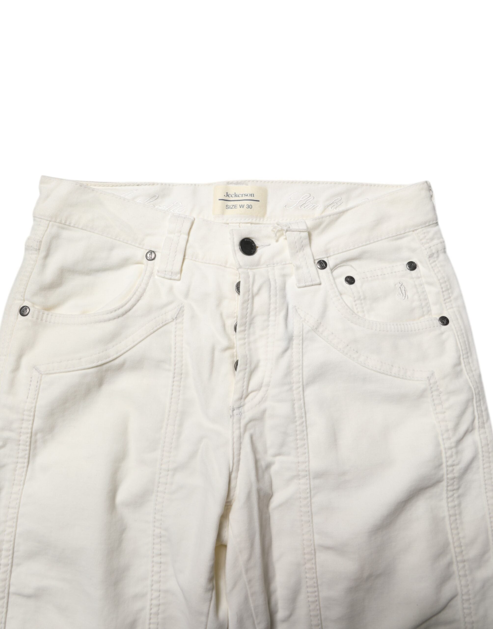 White Cotton Stretch Straight Fit Men Denim Jeans - ventzia
