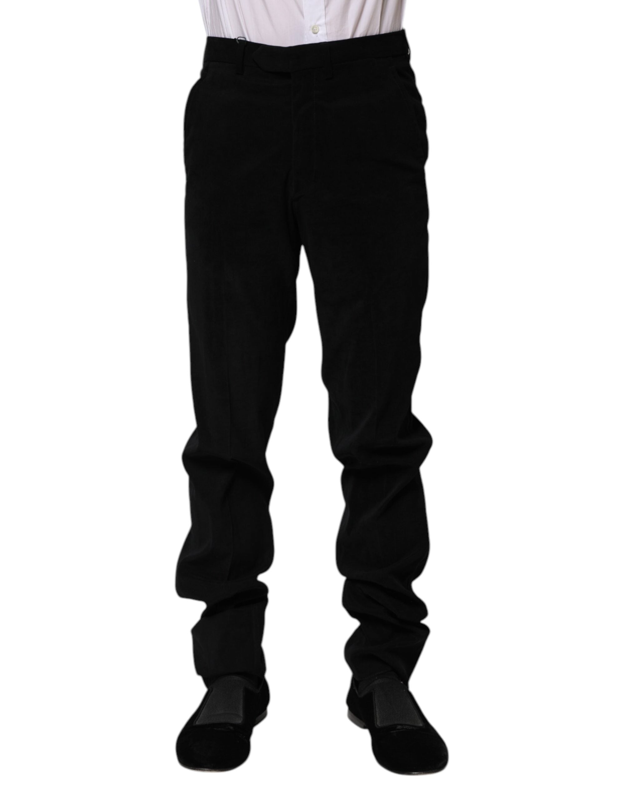 Black Mid Waist Dress Formal Pants - ventzia