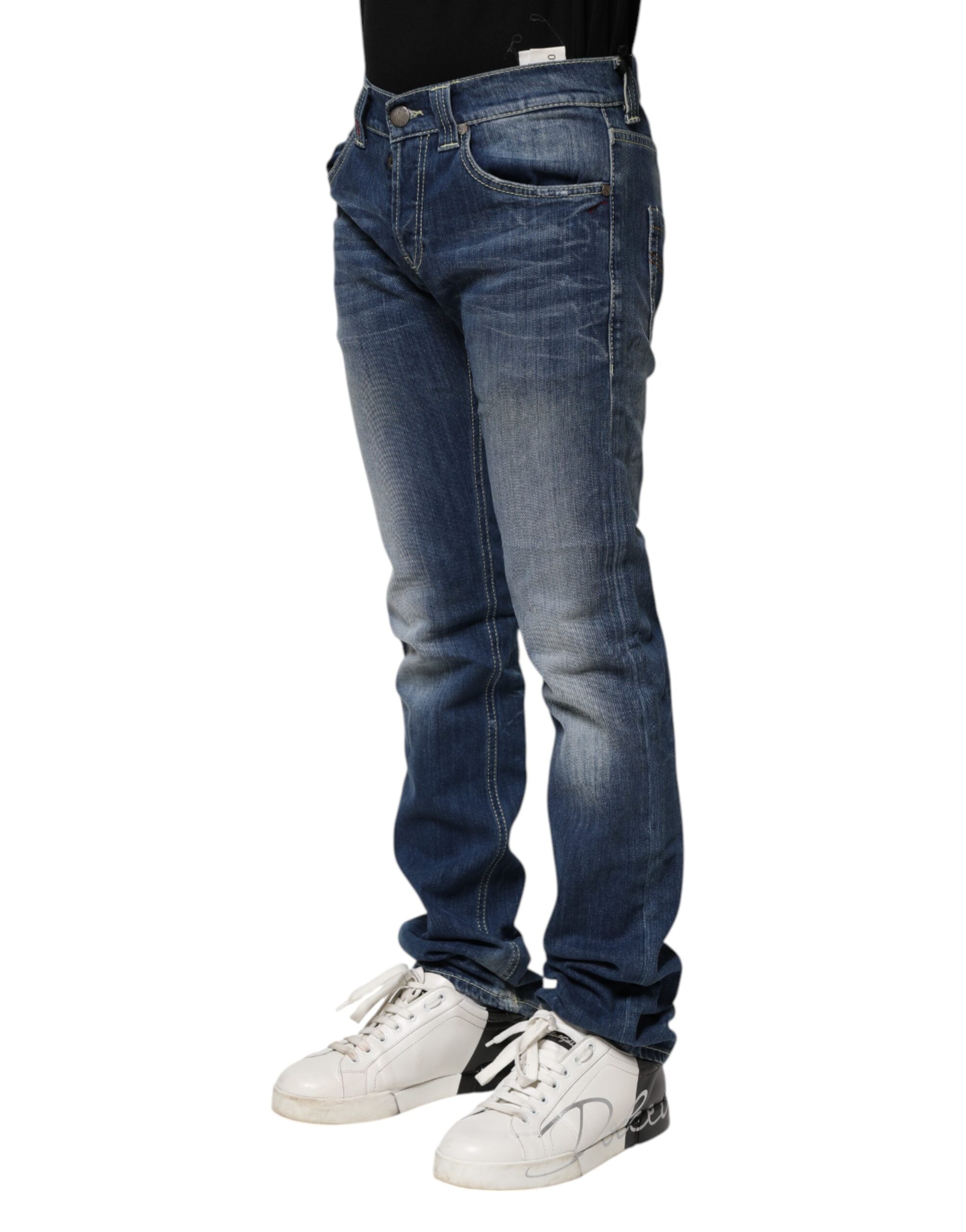 Blue Washed Skinny Fit Casual Men Denim Jeans - ventzia