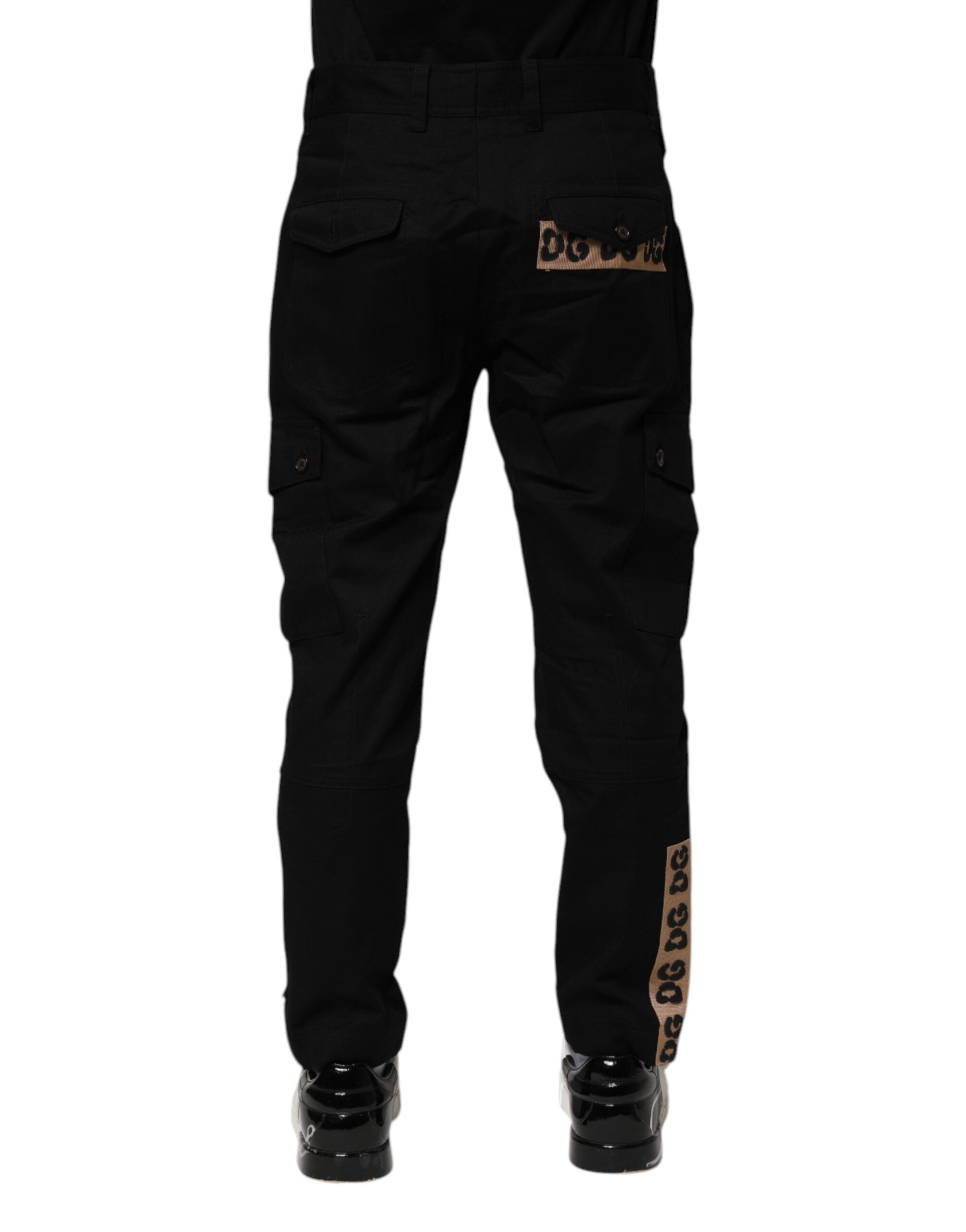 Black Cotton Cargo Casual Pants - ventzia