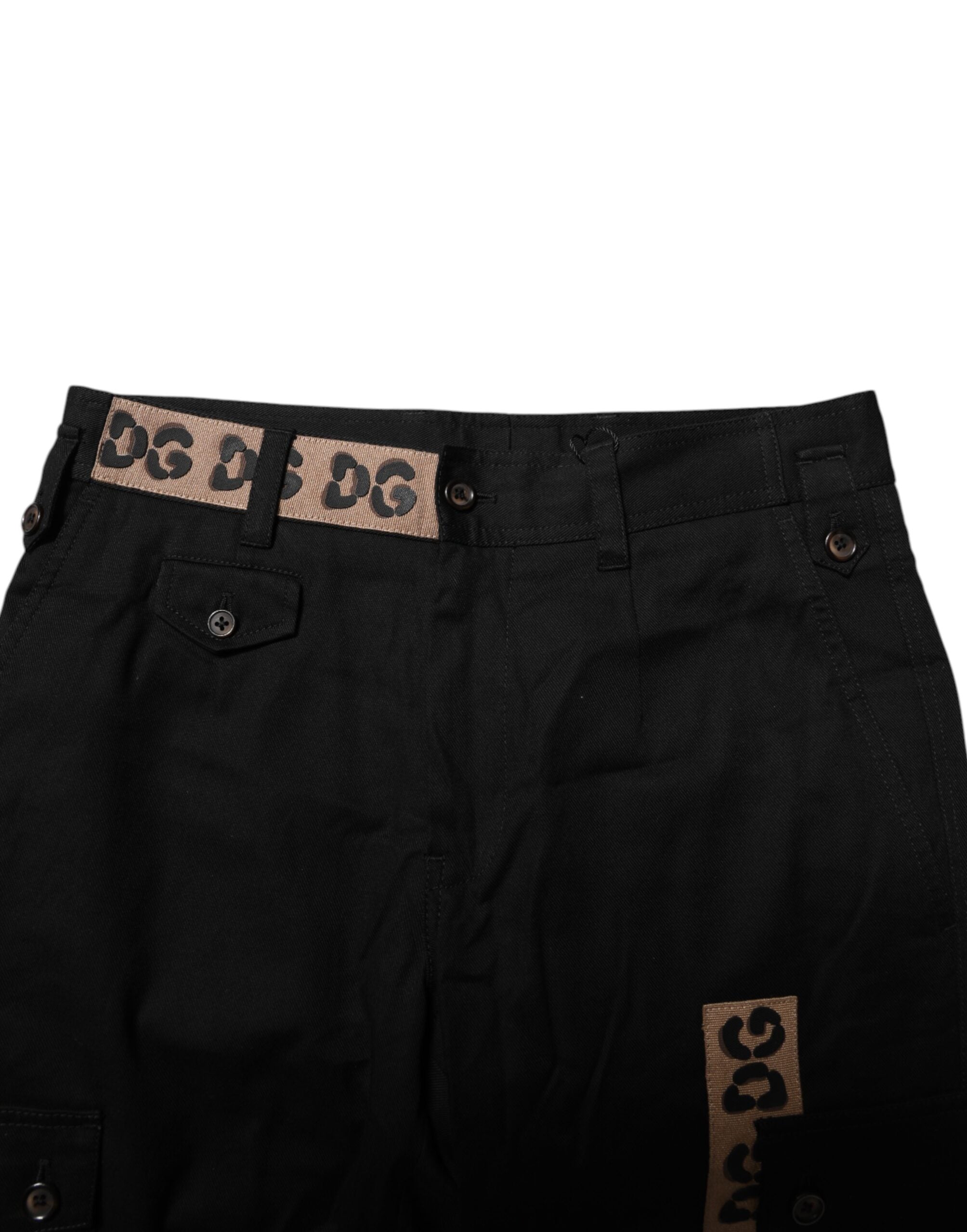 Black Cotton Cargo Casual Pants - ventzia