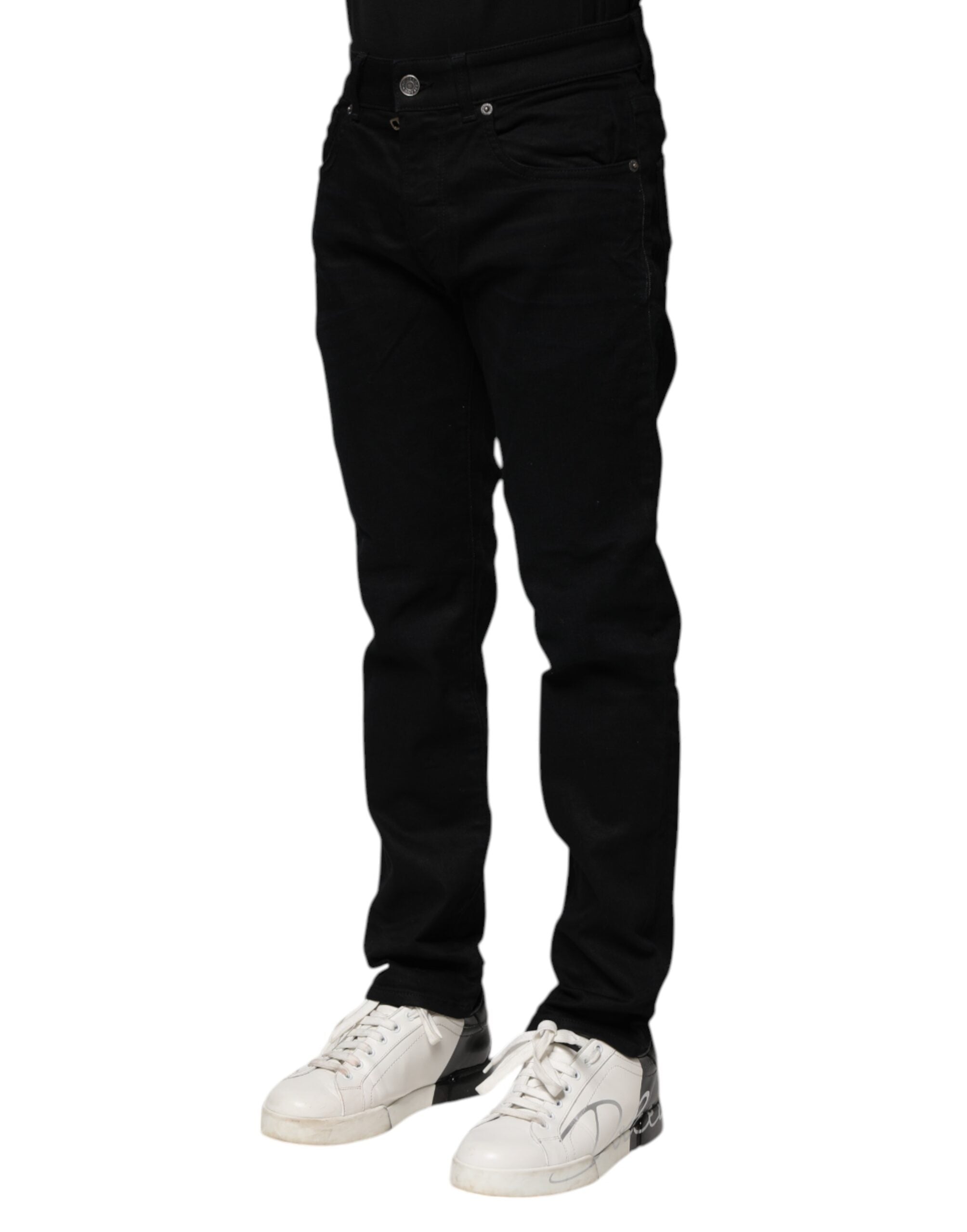 Black Cotton Skinny Denim Jeans - ventzia