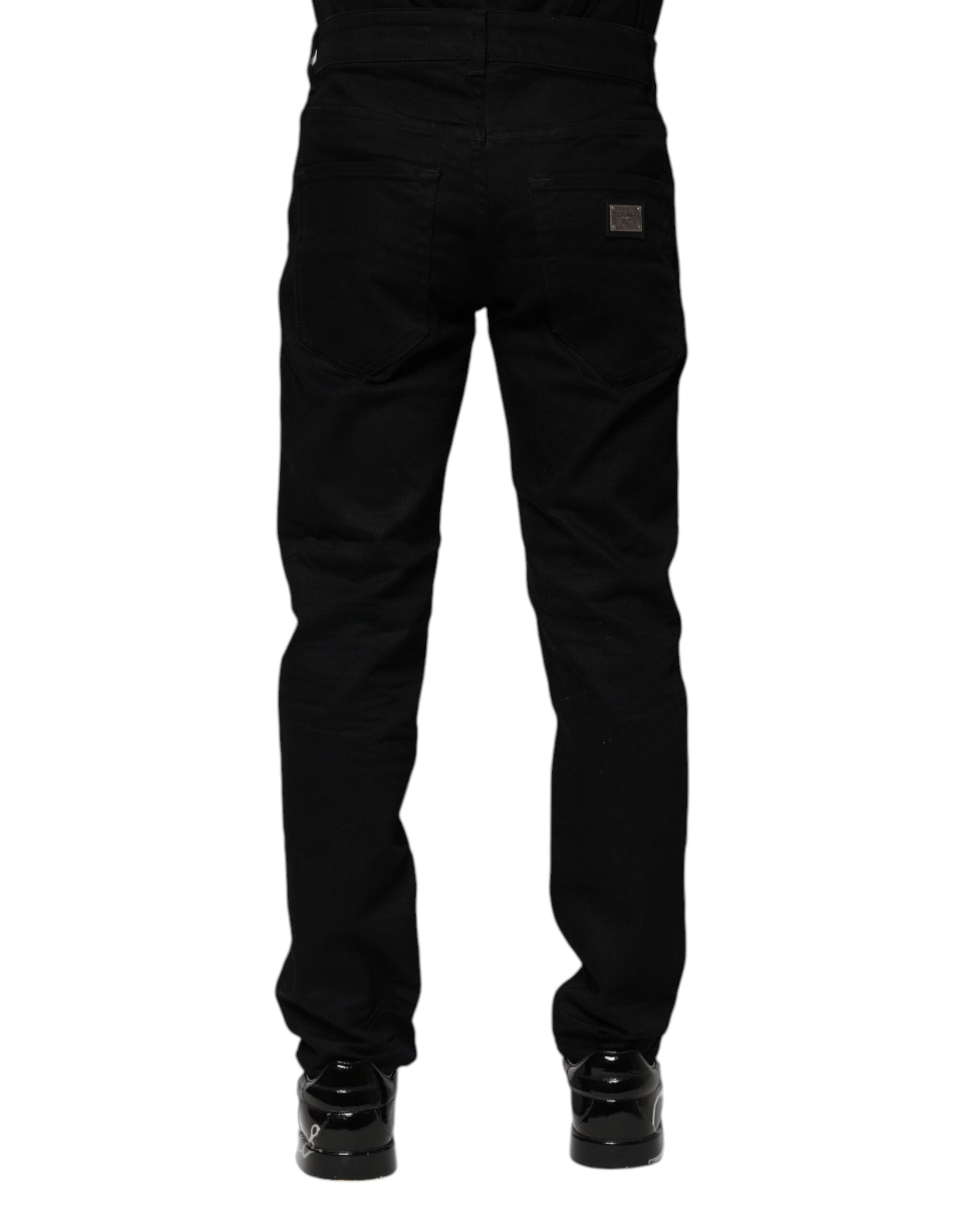 Black Cotton Skinny Denim Jeans - ventzia