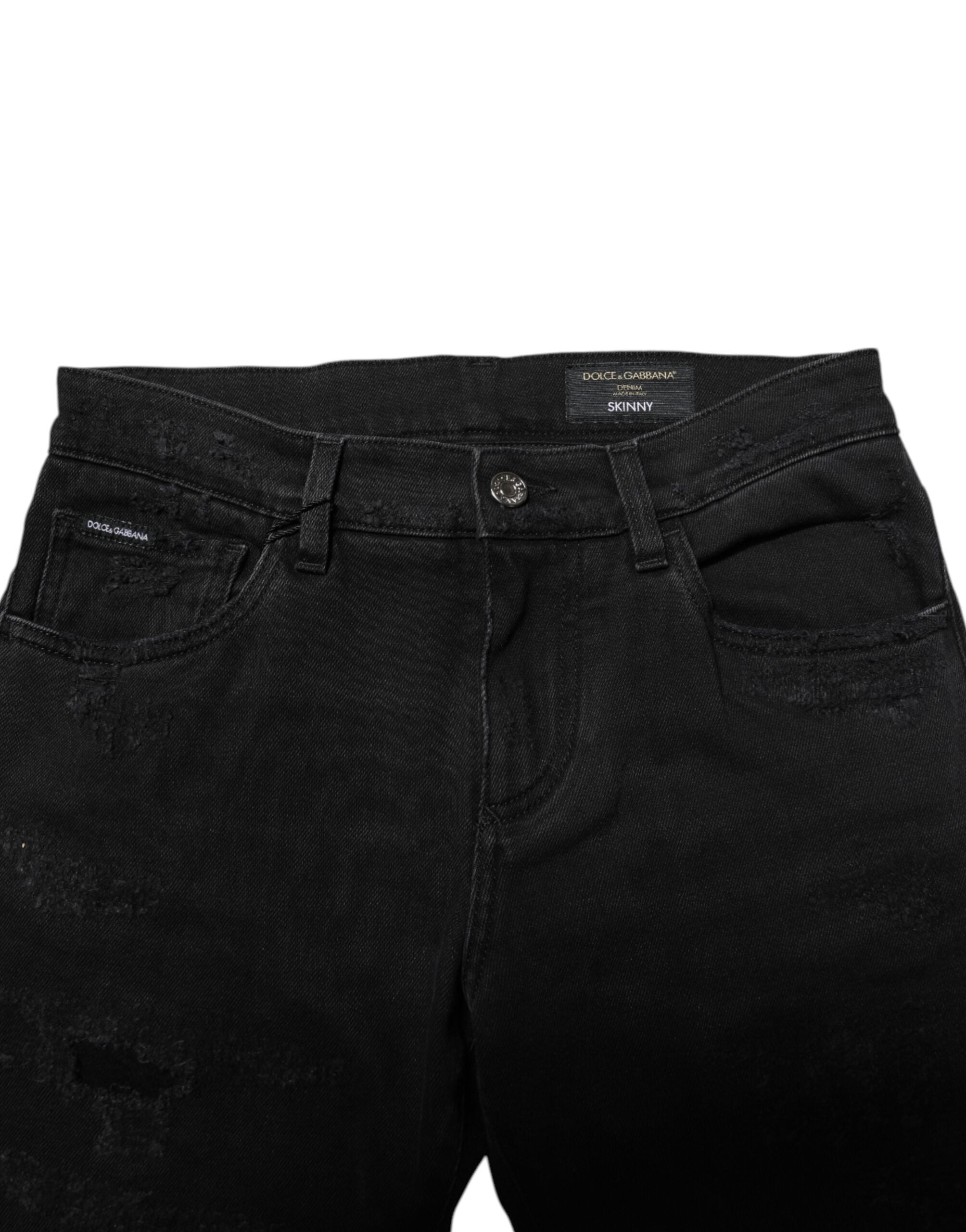 Black Cotton Skinny Men Denim Jeans - ventzia