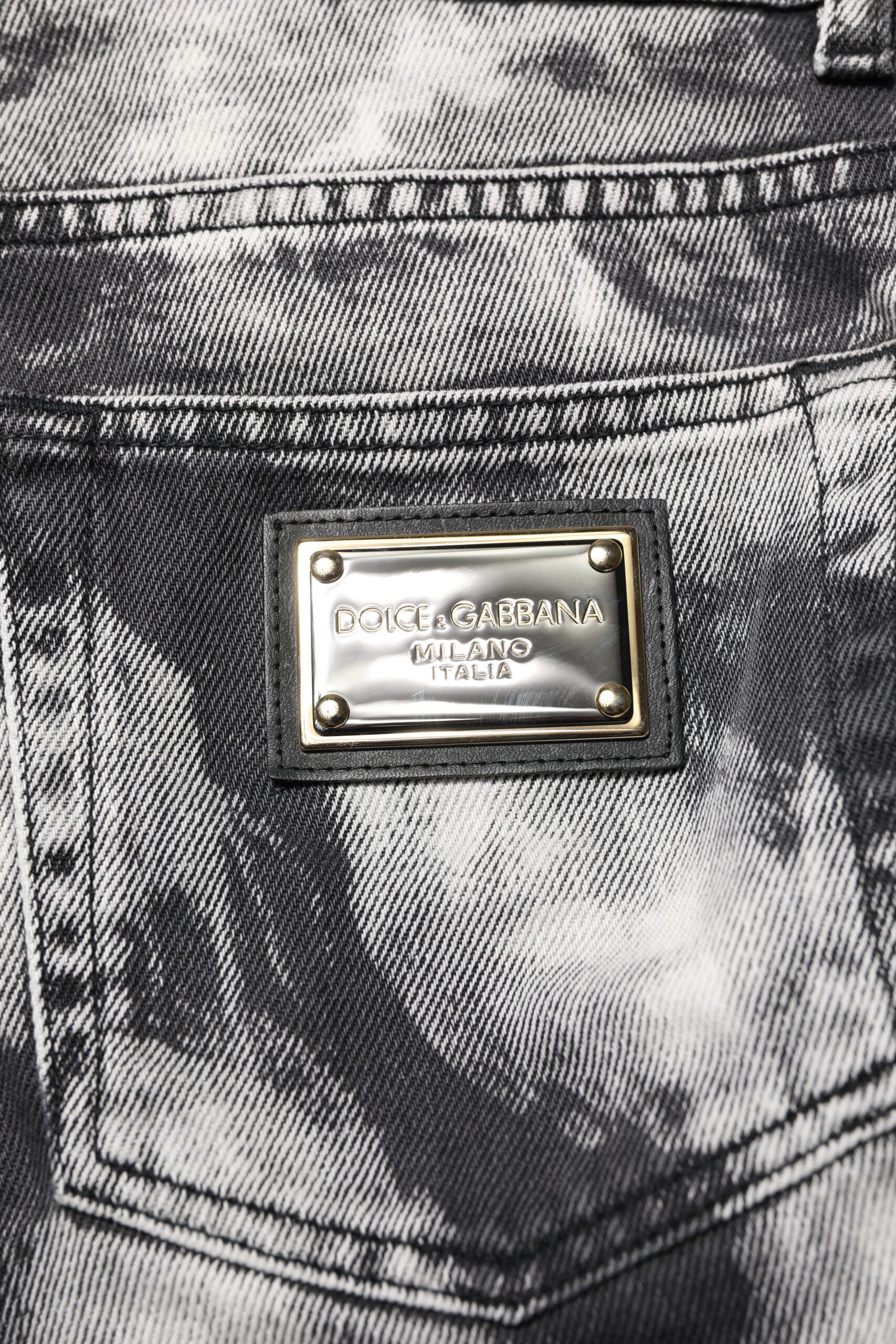 Black Tie Dye Straight Denim Jeans - ventzia