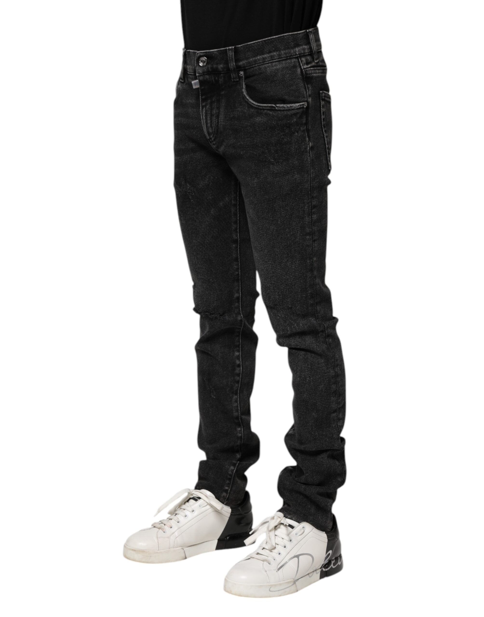 Black Cotton Skinny Men Denim Jeans - ventzia
