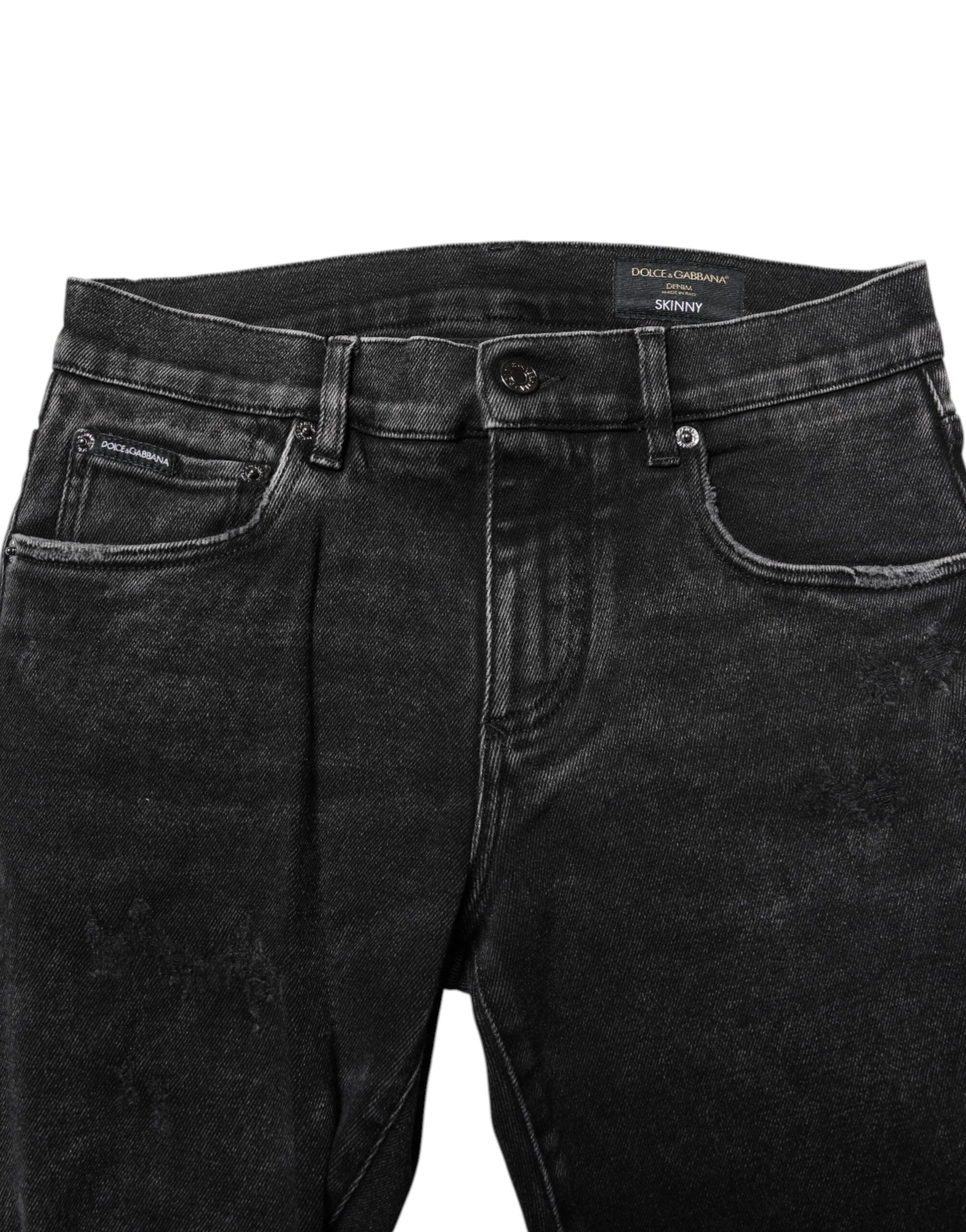 Black Cotton Skinny Men Denim Jeans - ventzia