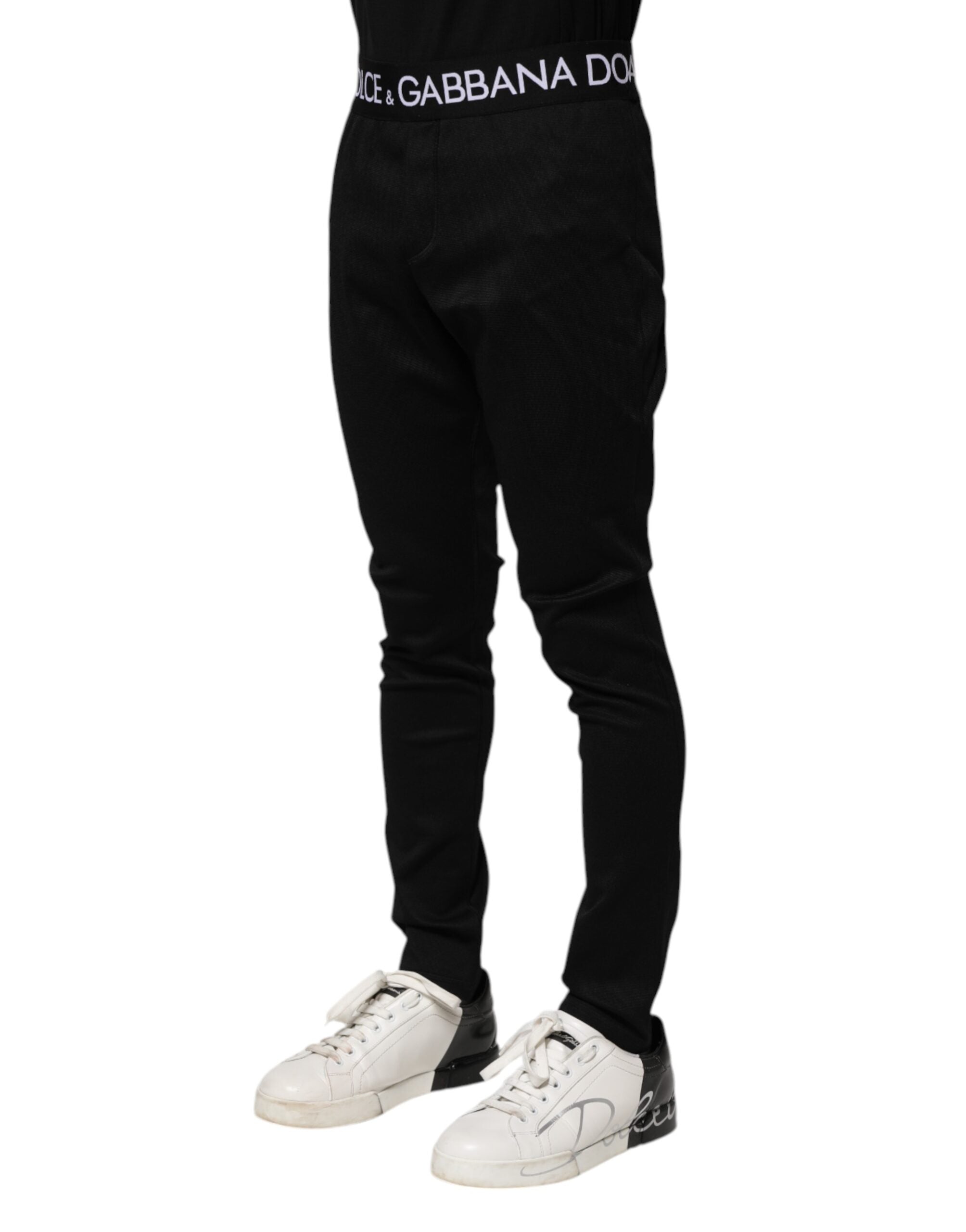 Black Nylon Skinny Men Jogger Pants - ventzia