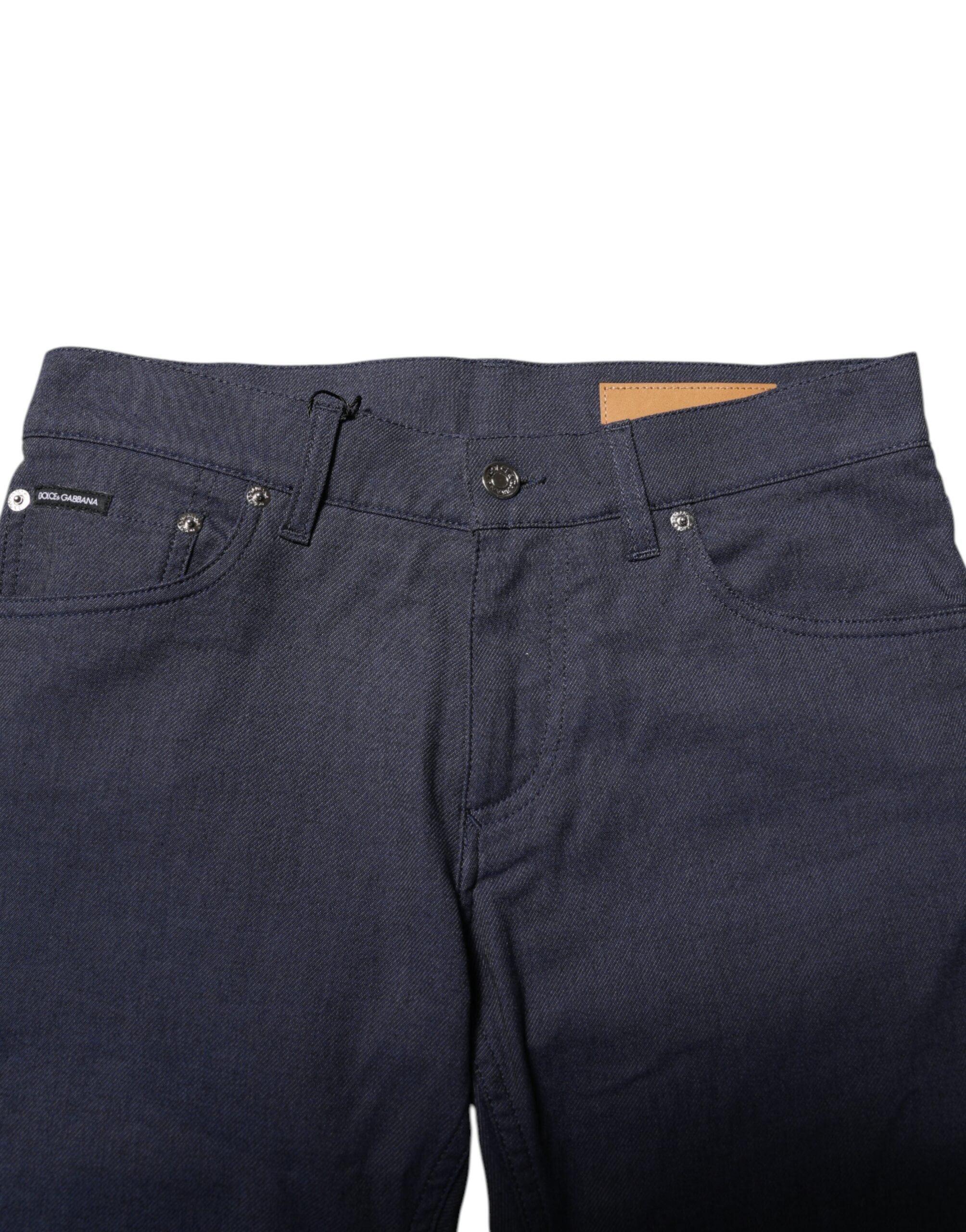 Dark Blue Cotton Skinny Denim Jeans - ventzia