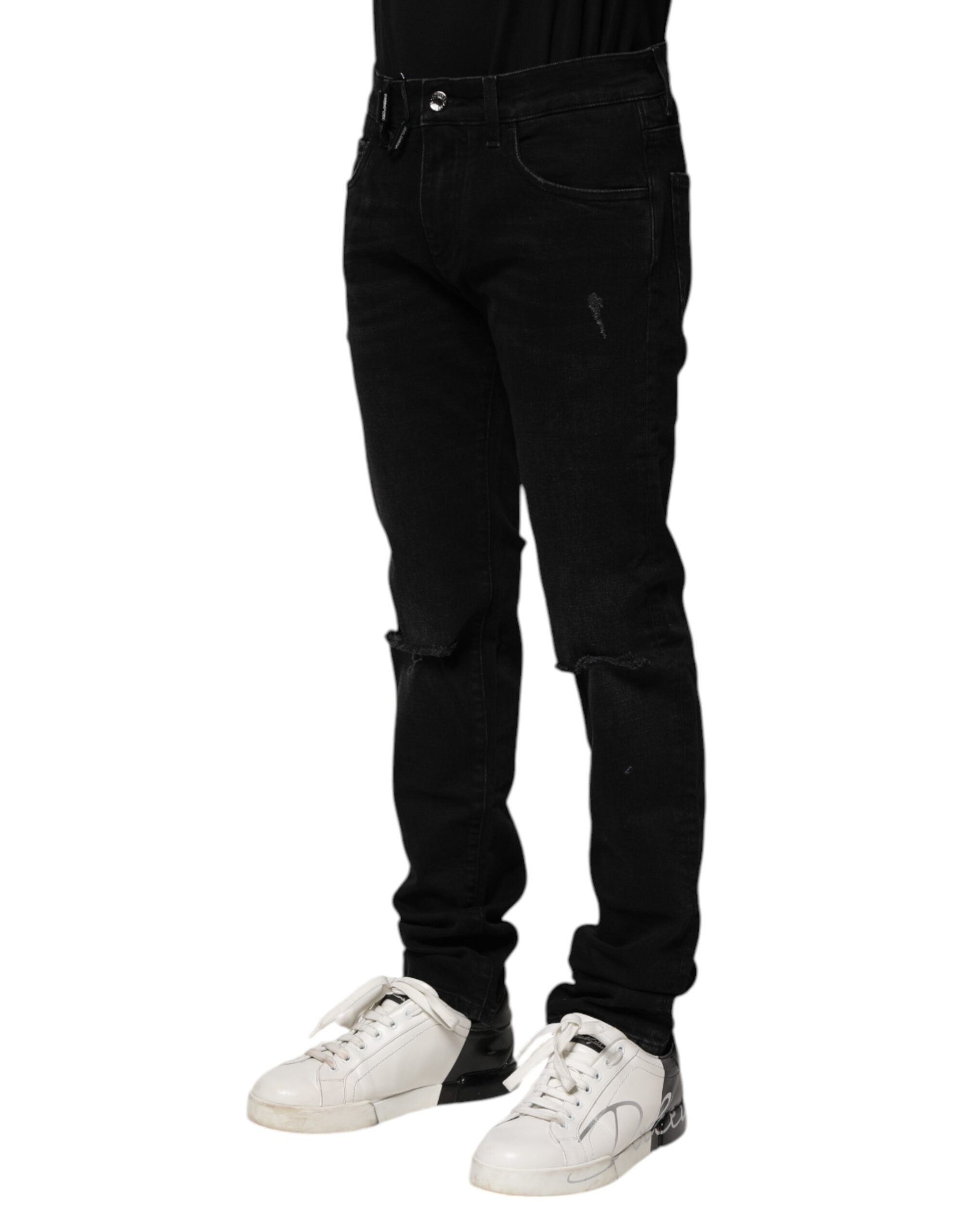 Black Cotton Skinny Men Denim Jeans - ventzia