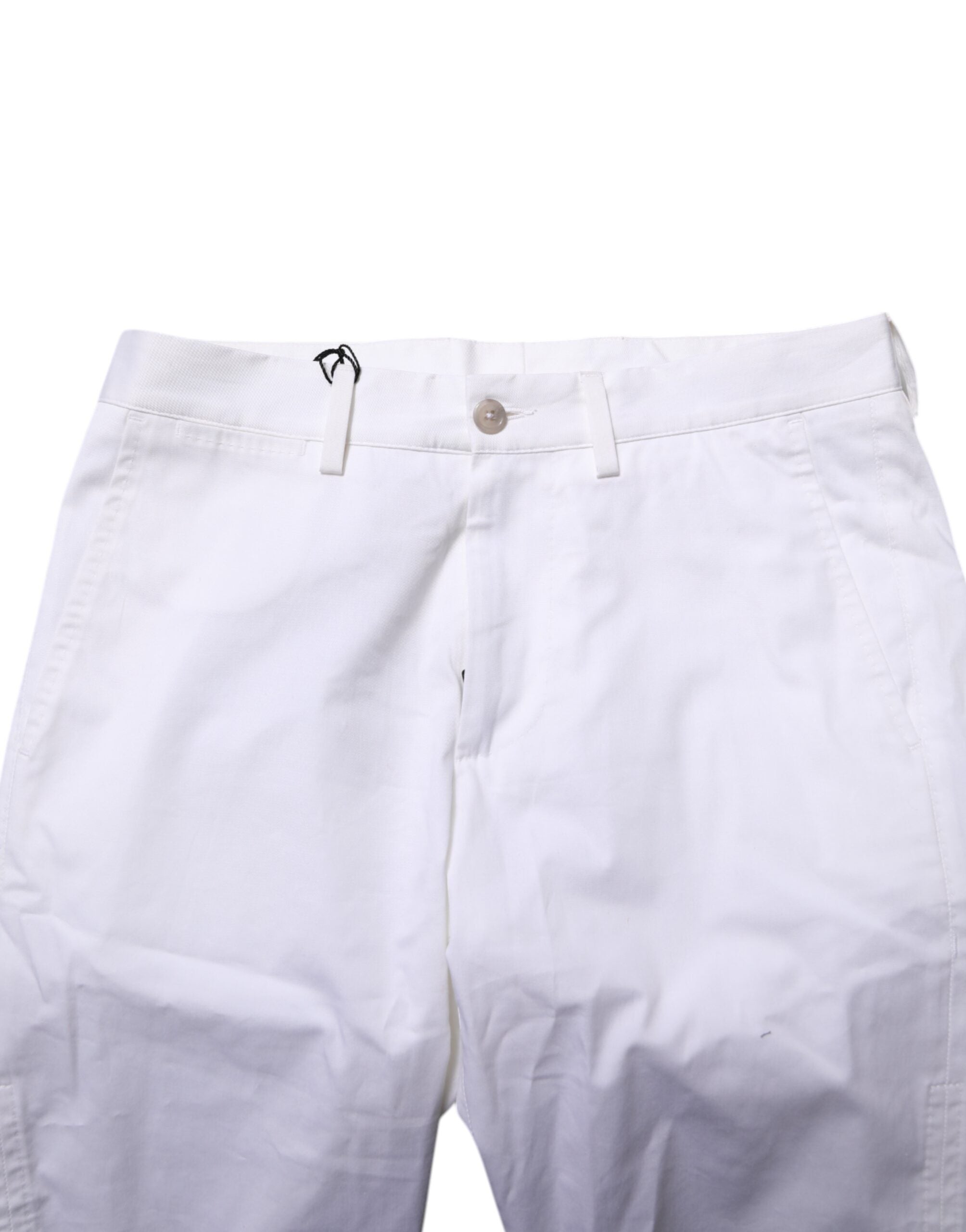 White Cotton Stretch Men Denim Bermuda Shorts - ventzia