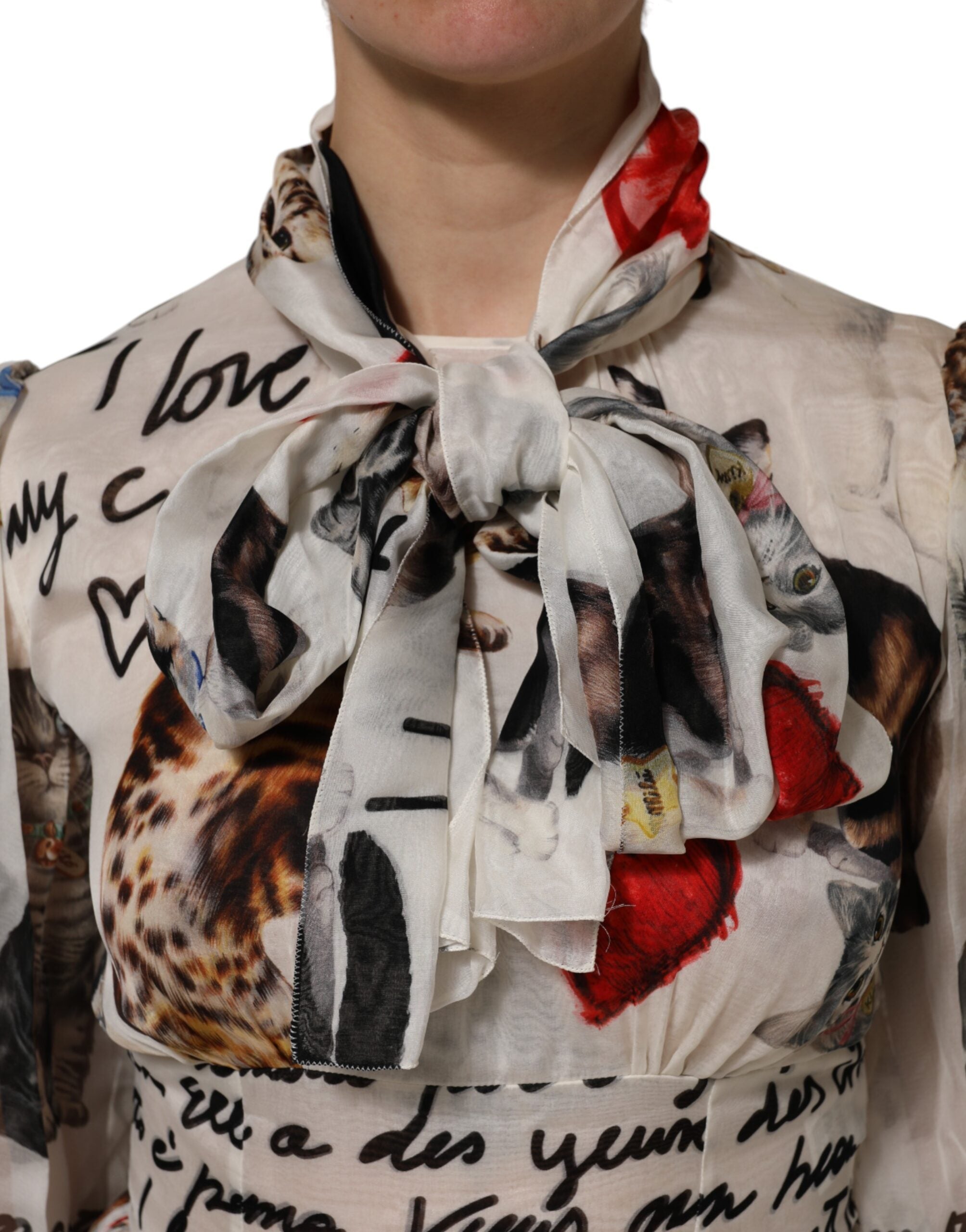 Multicolor Animal Print Silk Ascot Maxi Dress - ventzia