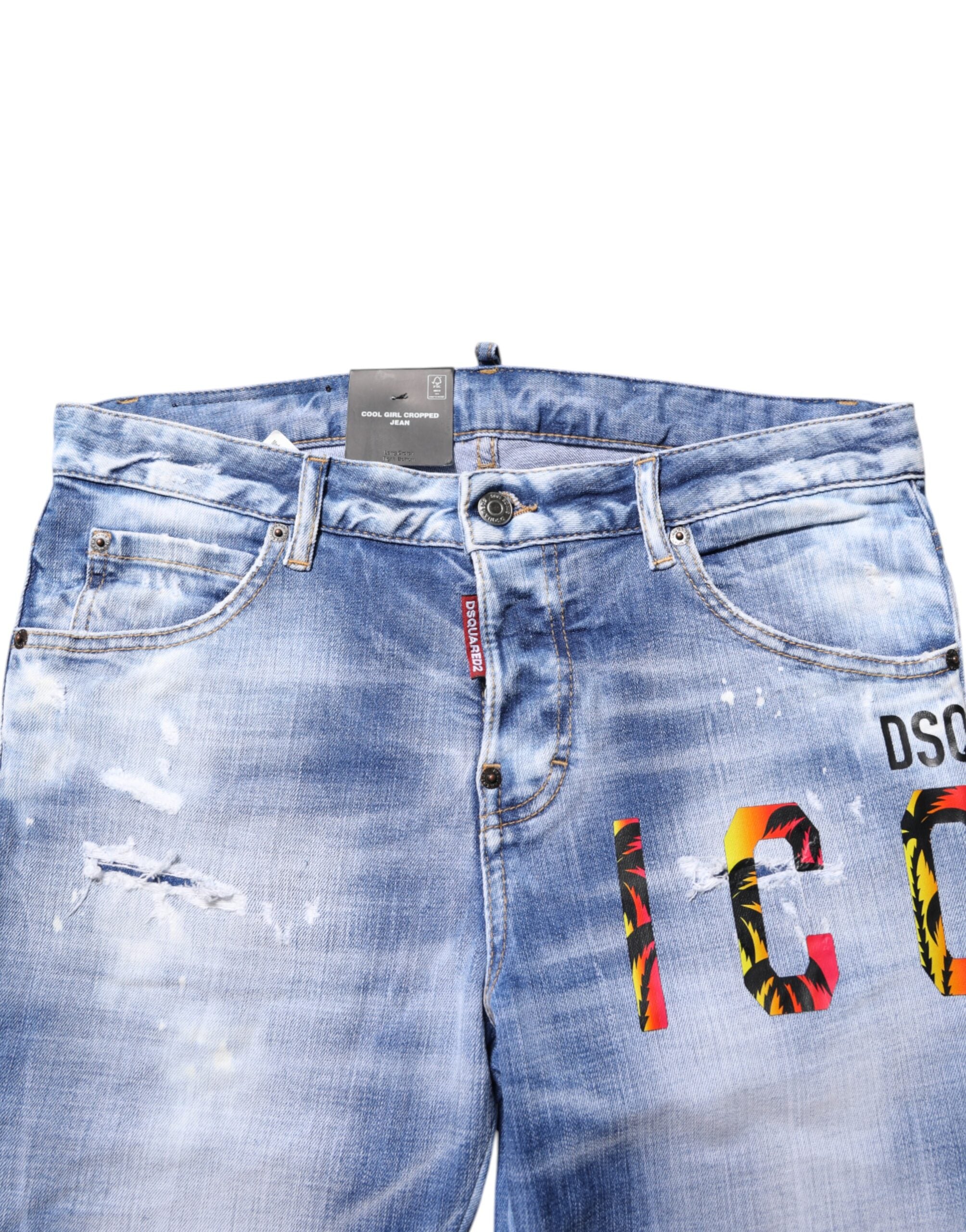 Blue Washed Cotton Mid Waist Skinny Denim Jeans - ventzia