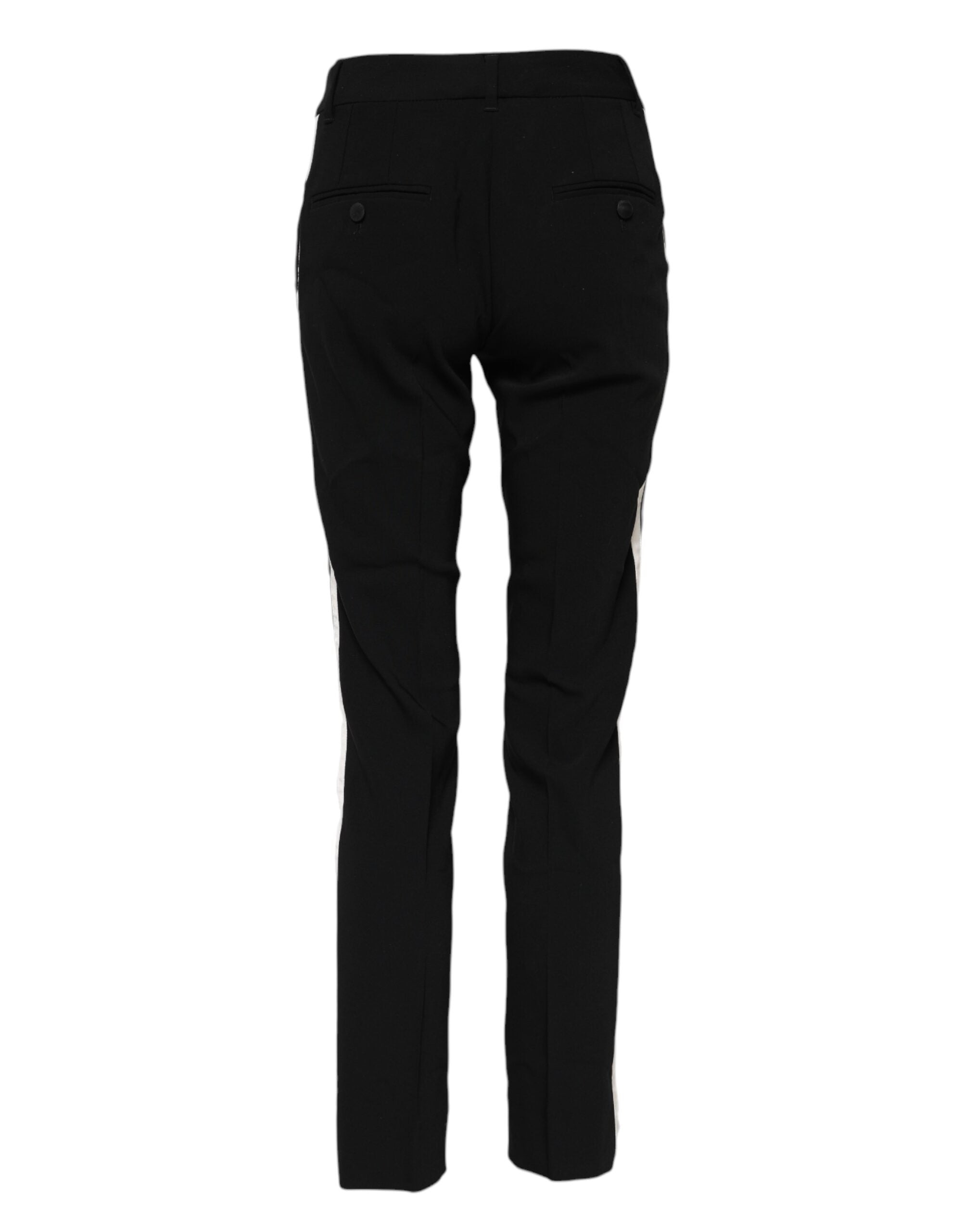 Black Wool Mid Waisted Tapered Dress Pants - ventzia
