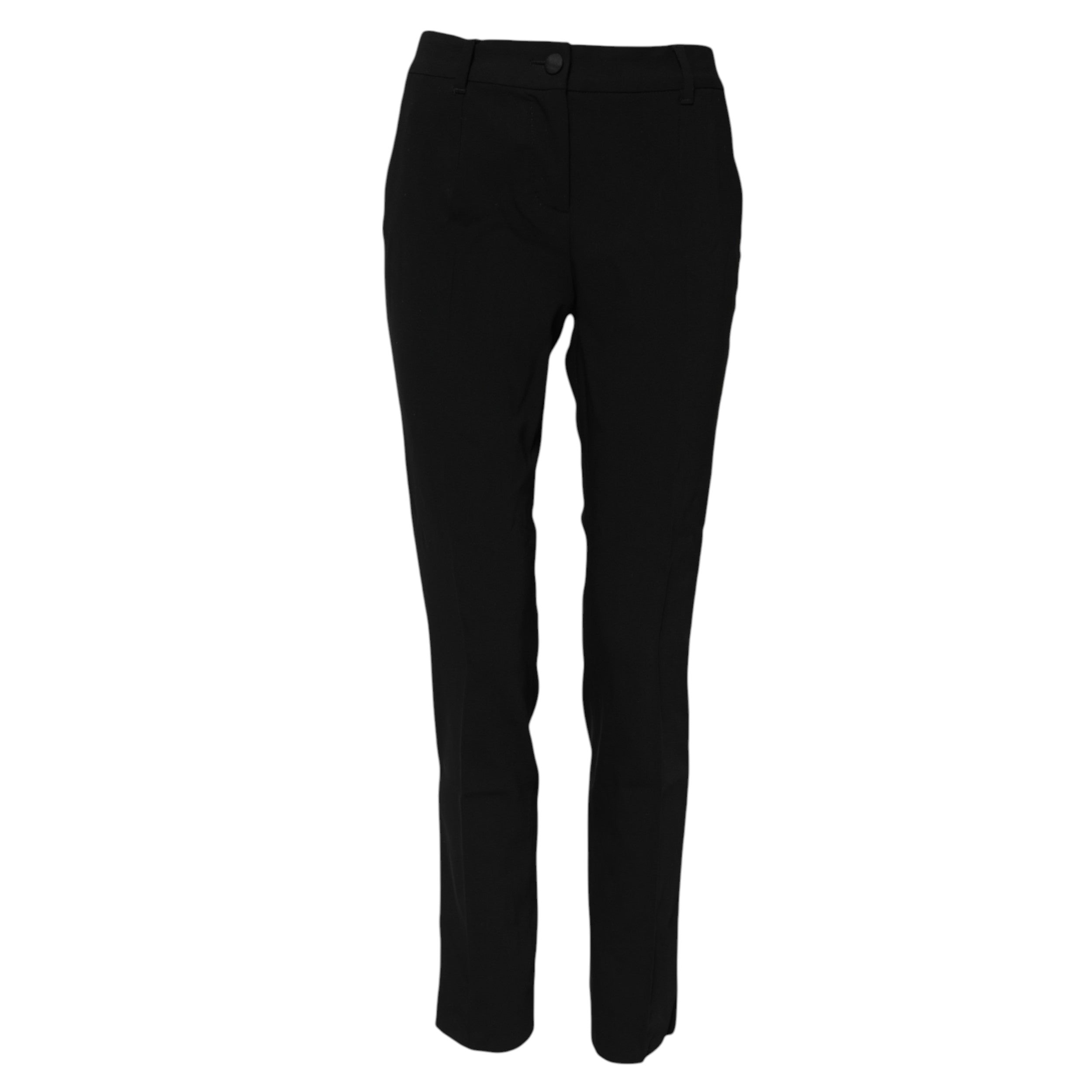 Black Wool Mid Waisted Tapered Dress Pants - ventzia