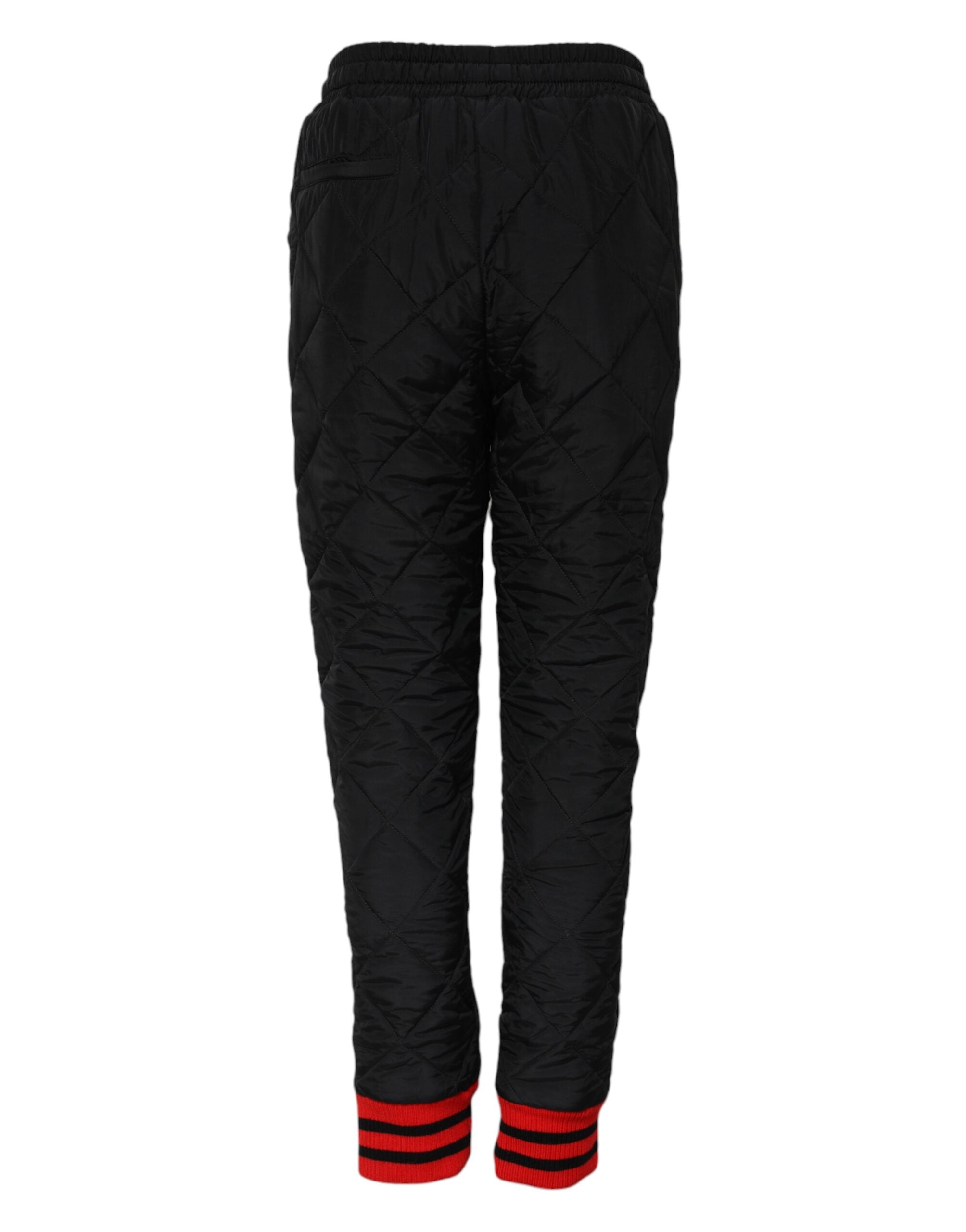 Black Quilted Mid Waist Jogger Pants - ventzia
