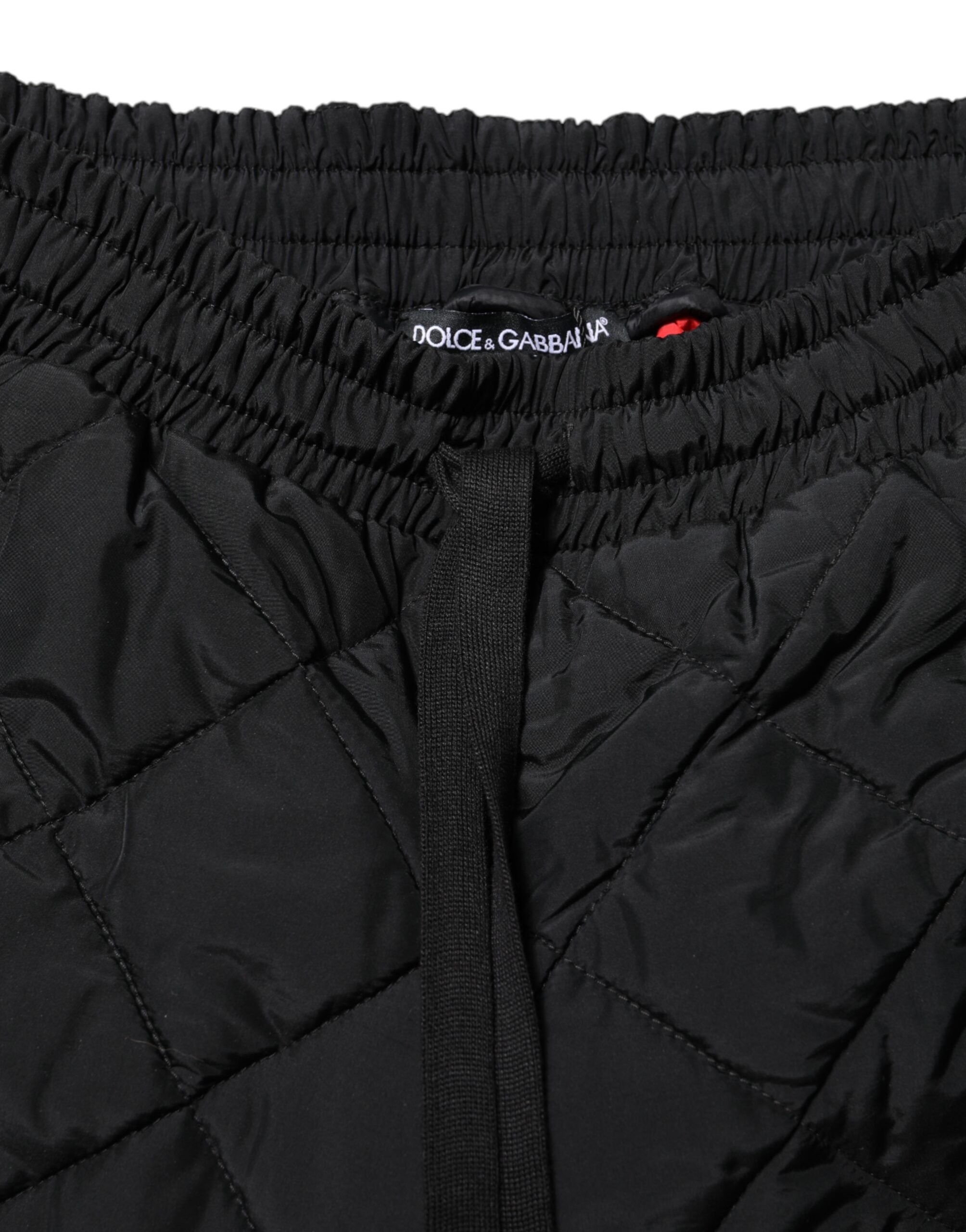 Black Quilted Mid Waist Jogger Pants - ventzia