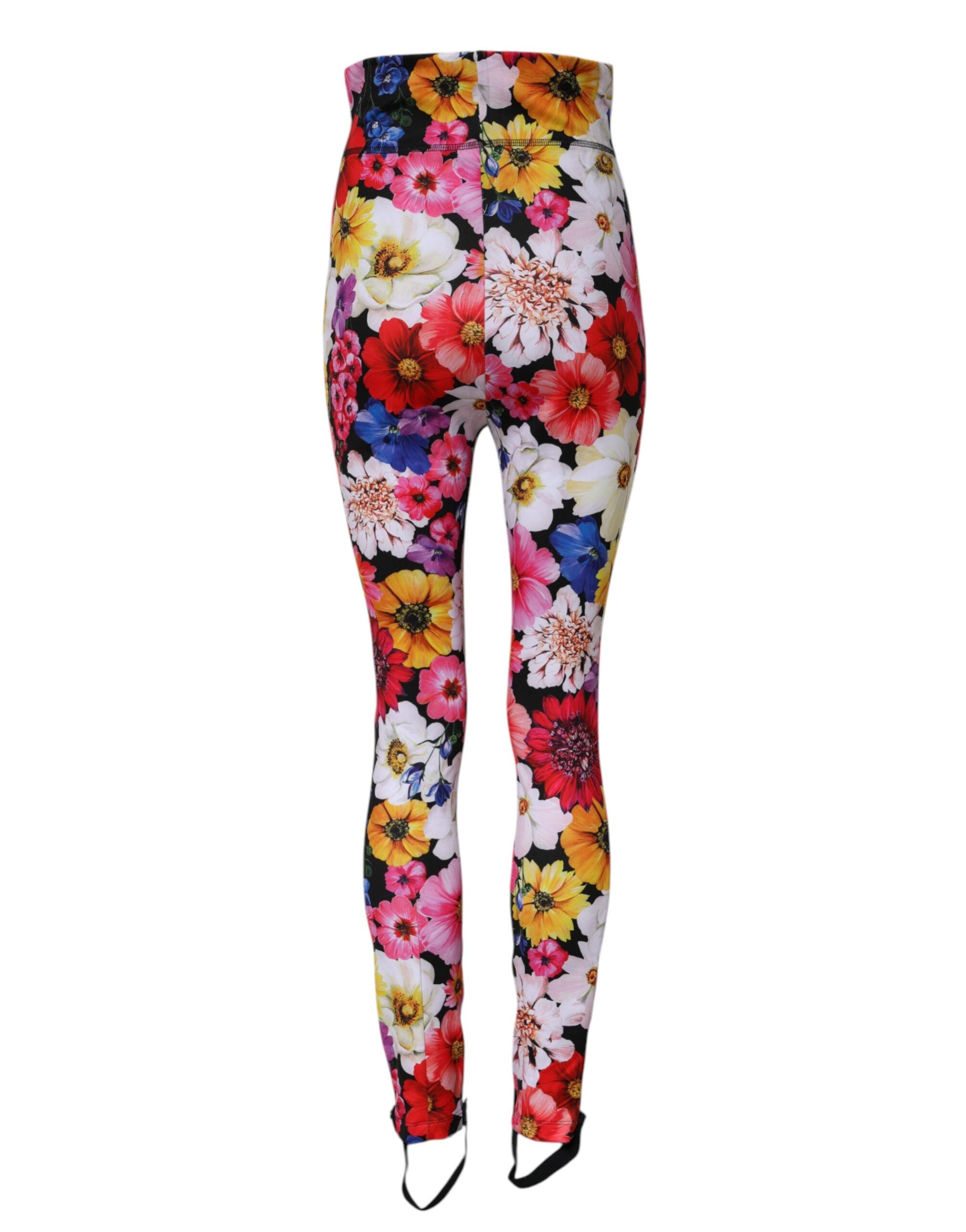 Multicolor Floral High Waist Leggings Pants - ventzia