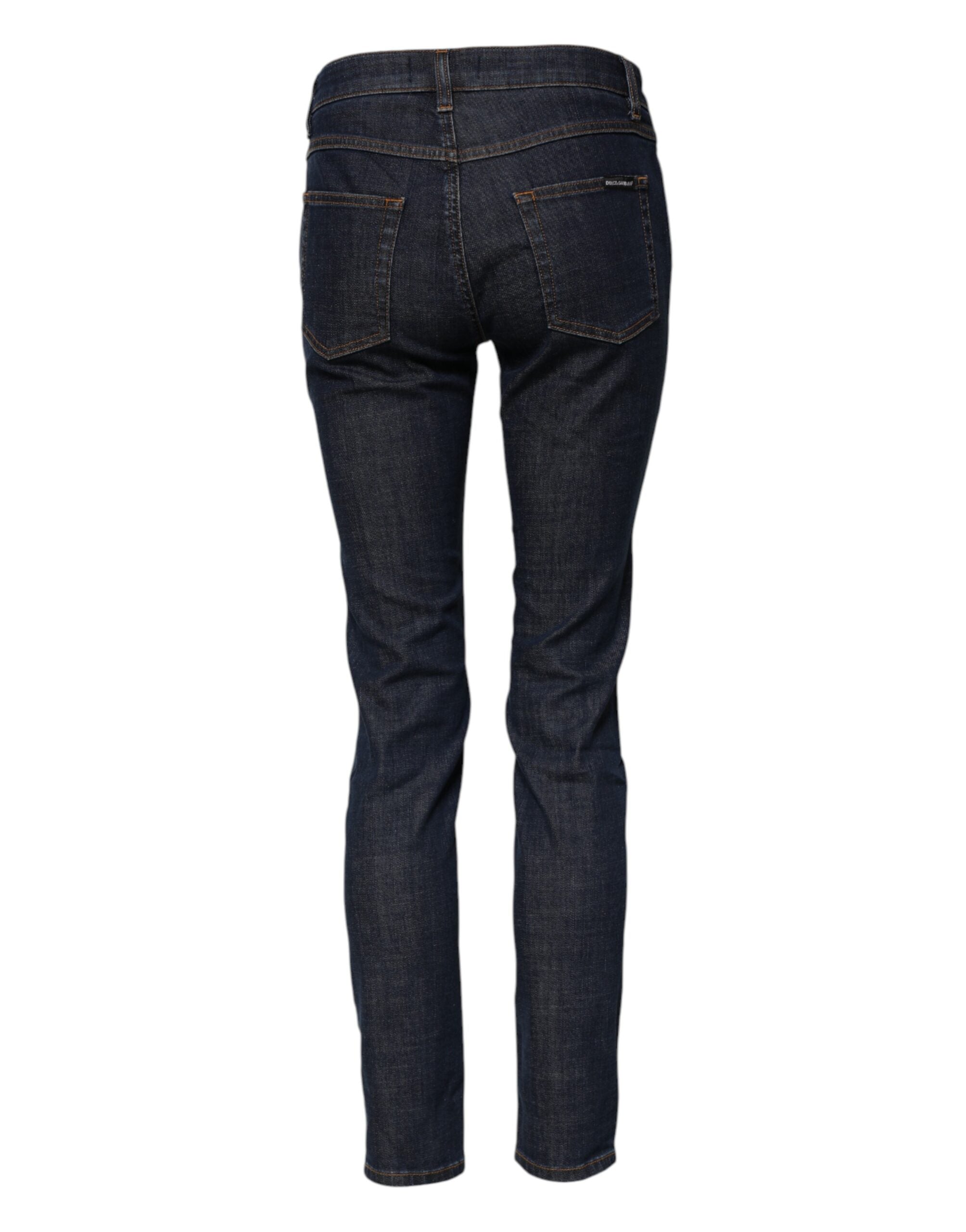 Blue Skinny Cotton Mid Waisted Denim Jeans - ventzia