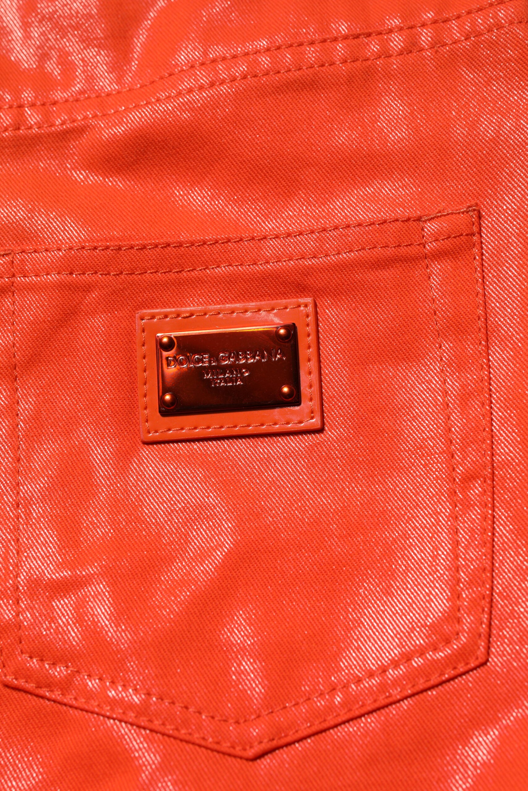 Orange Cotton High Waisted Denim Jeans - ventzia