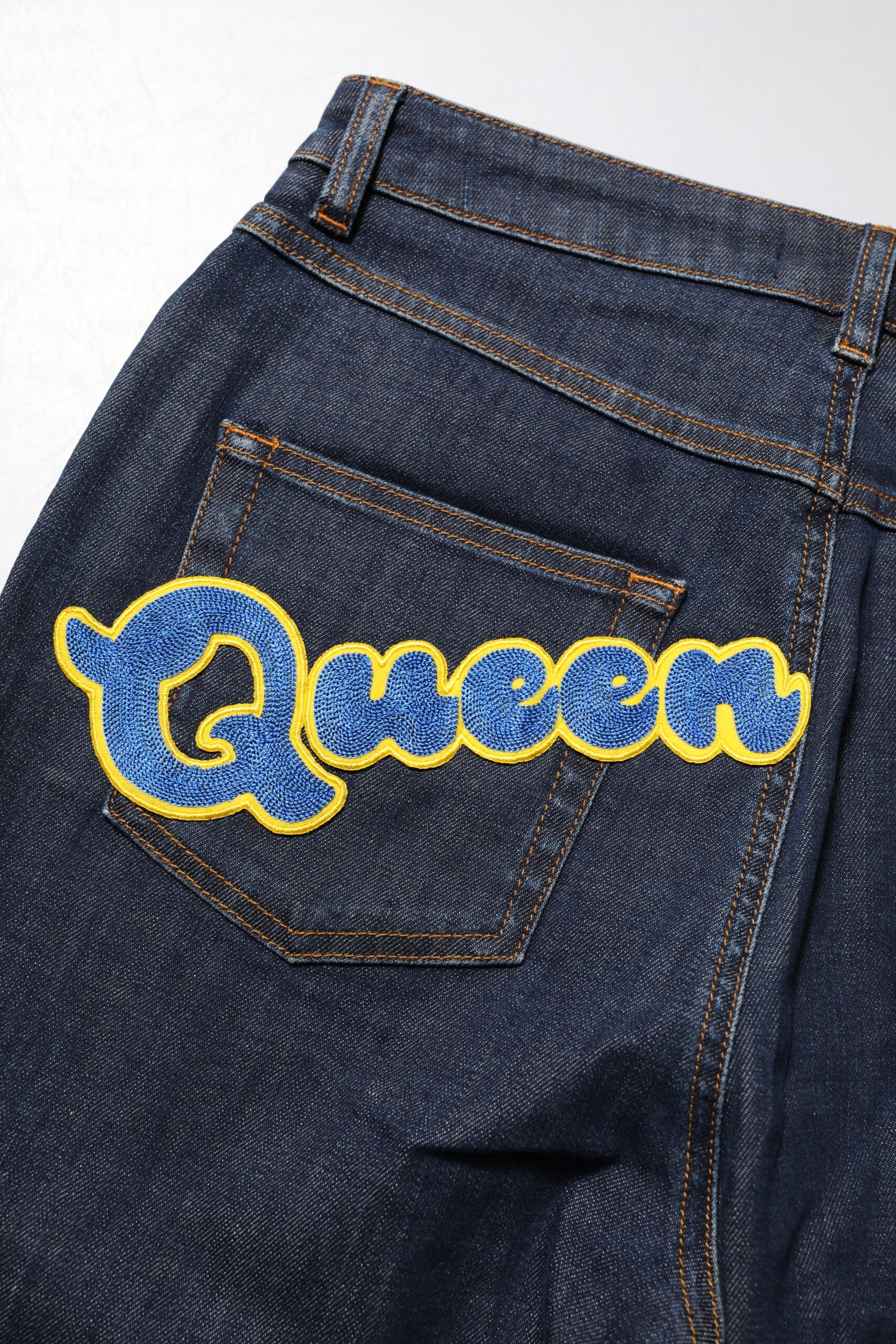 Blue Queen Patch AUDREY Mid Waist Denim Jeans - ventzia