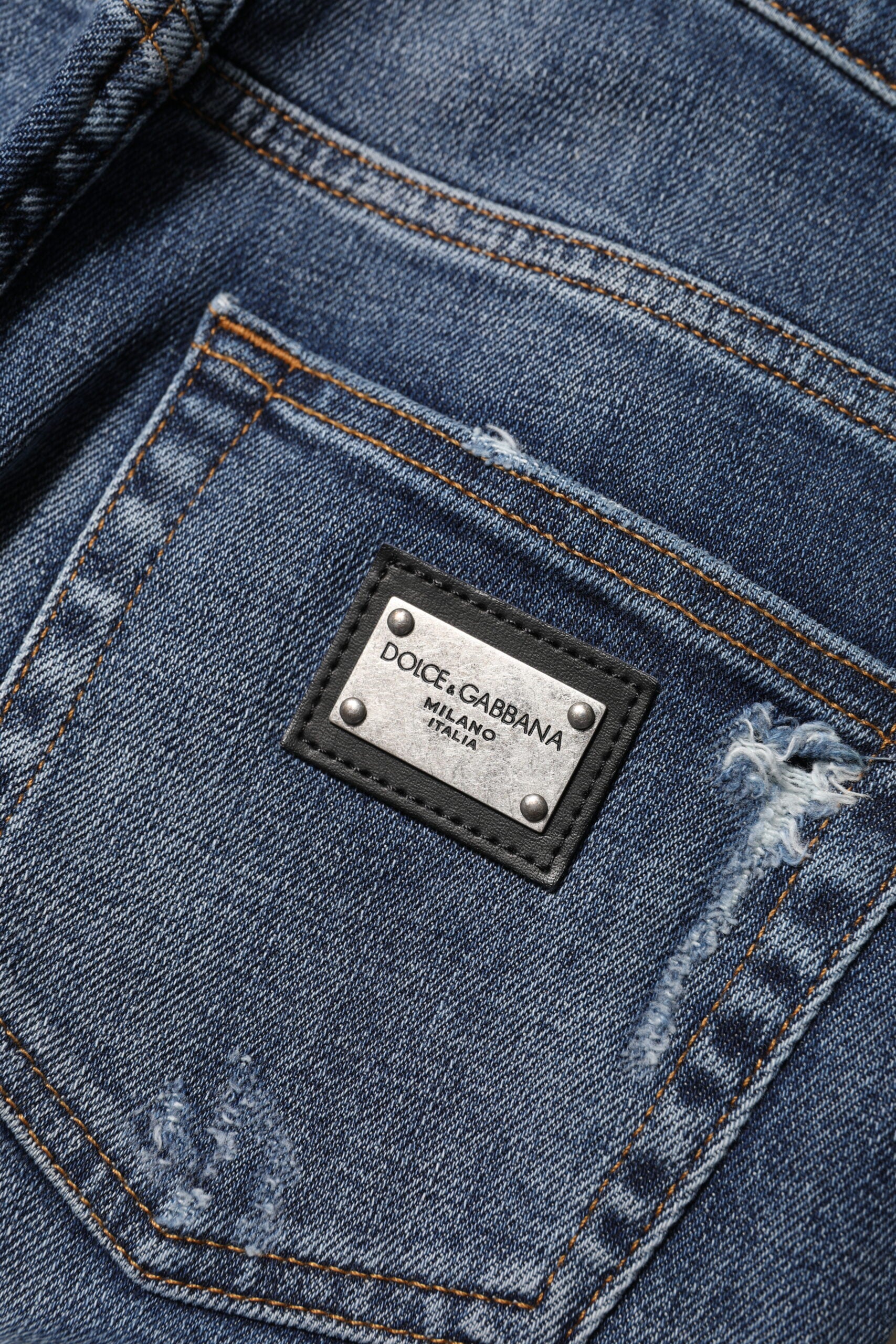 Blue Washed Cotton High Waisted Denim Jeans - ventzia