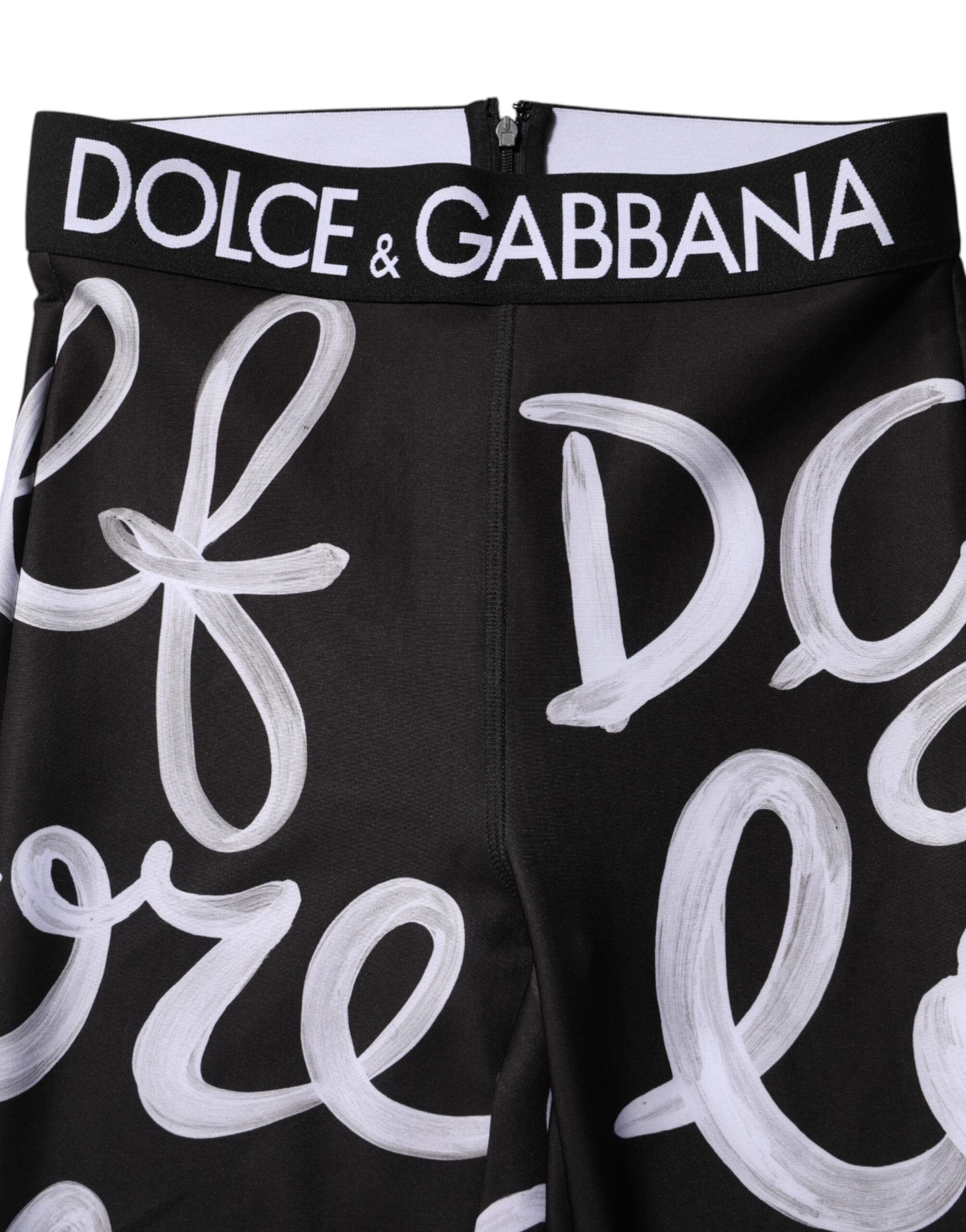 Black Polyester Logo Print Mid Waisted Pants - ventzia